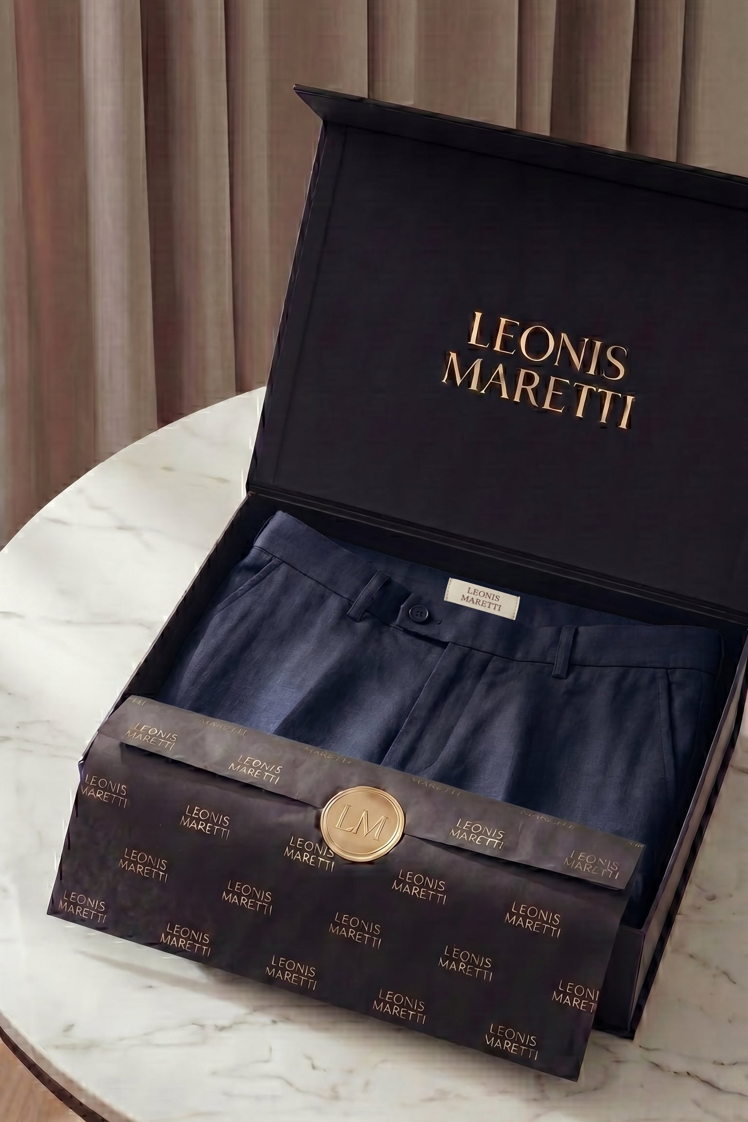 Modena Linen Tailored Trousers Navy