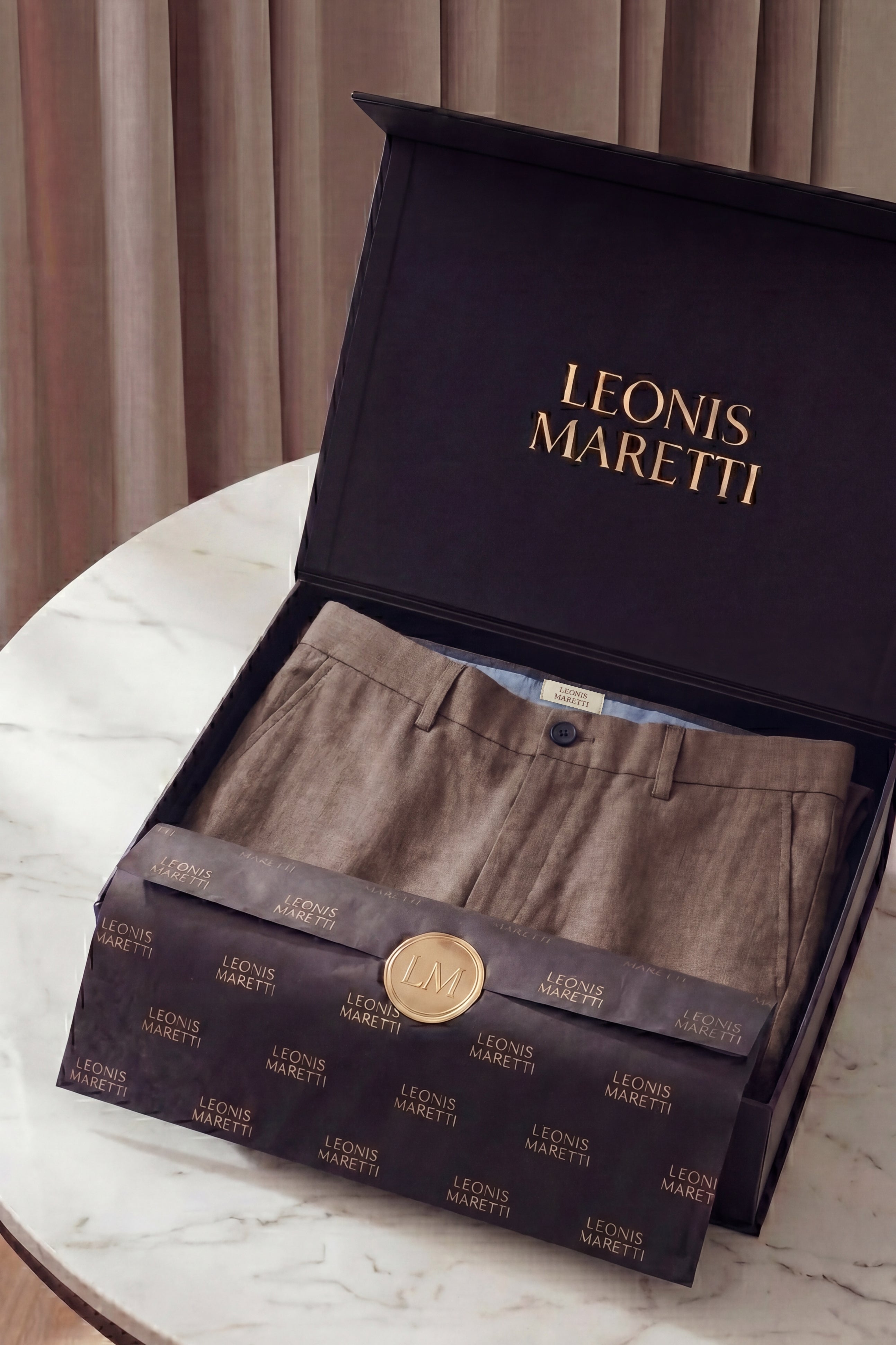 Cortona Linen Straight Trousers Taupe