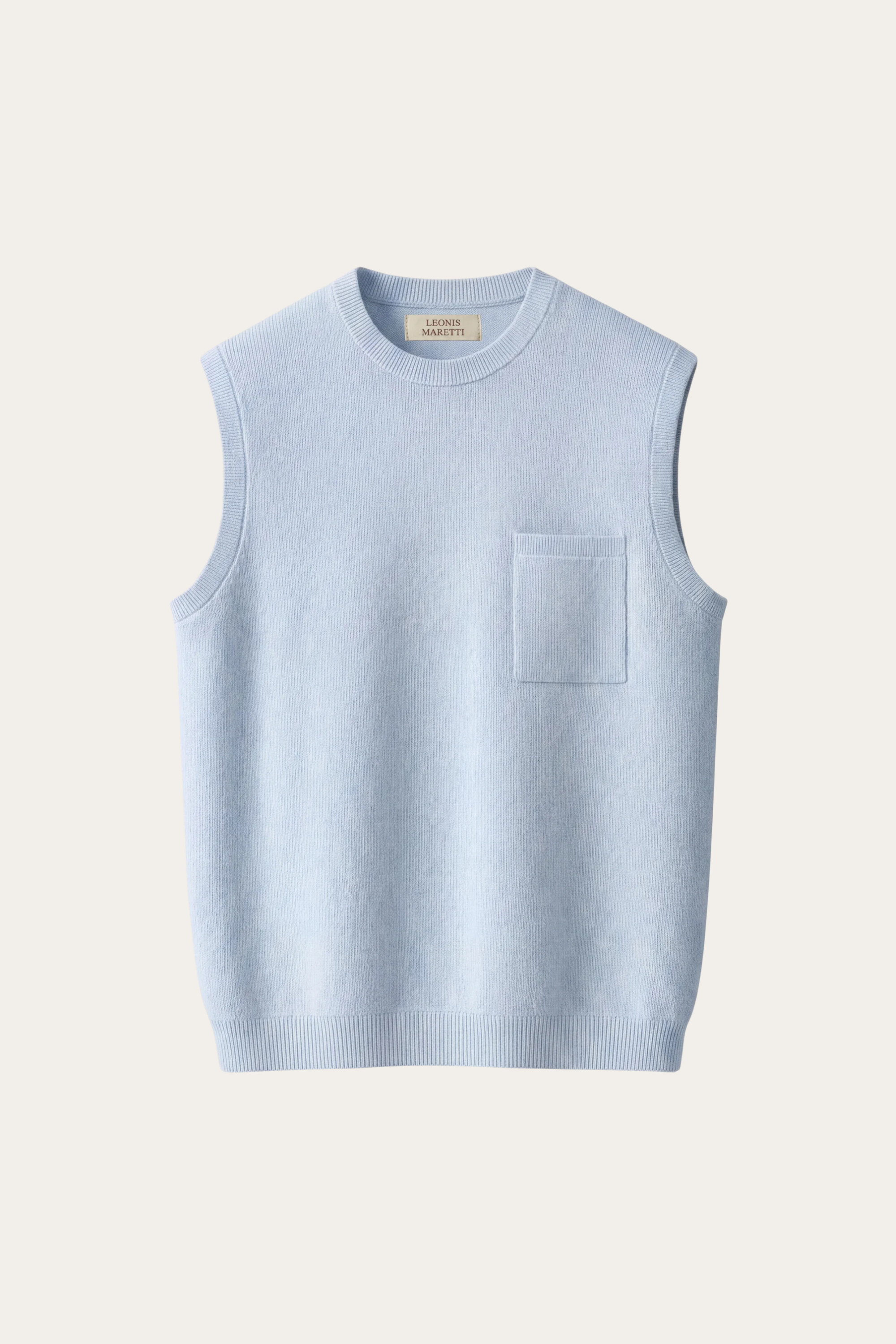 Nerio Extra-Fine Crew Vest Light Blue