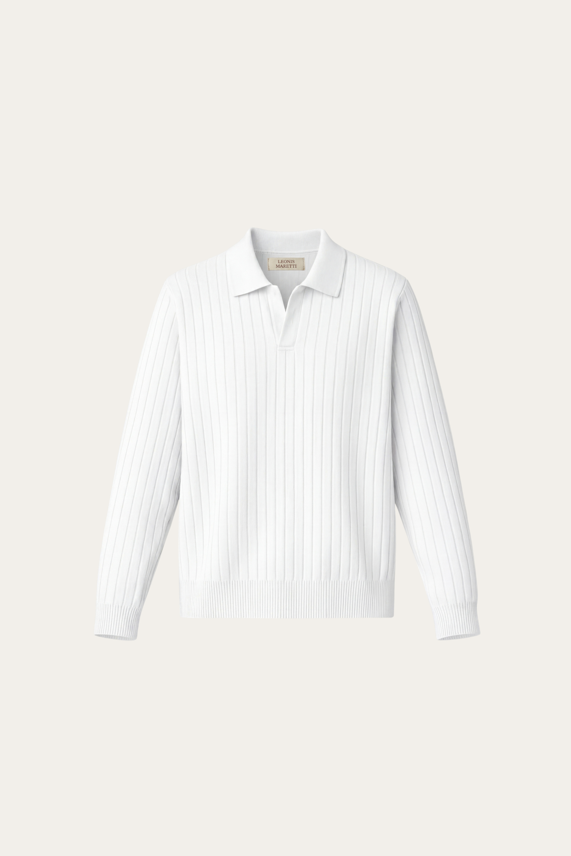 Leonardo Ribbed Knit Polo White