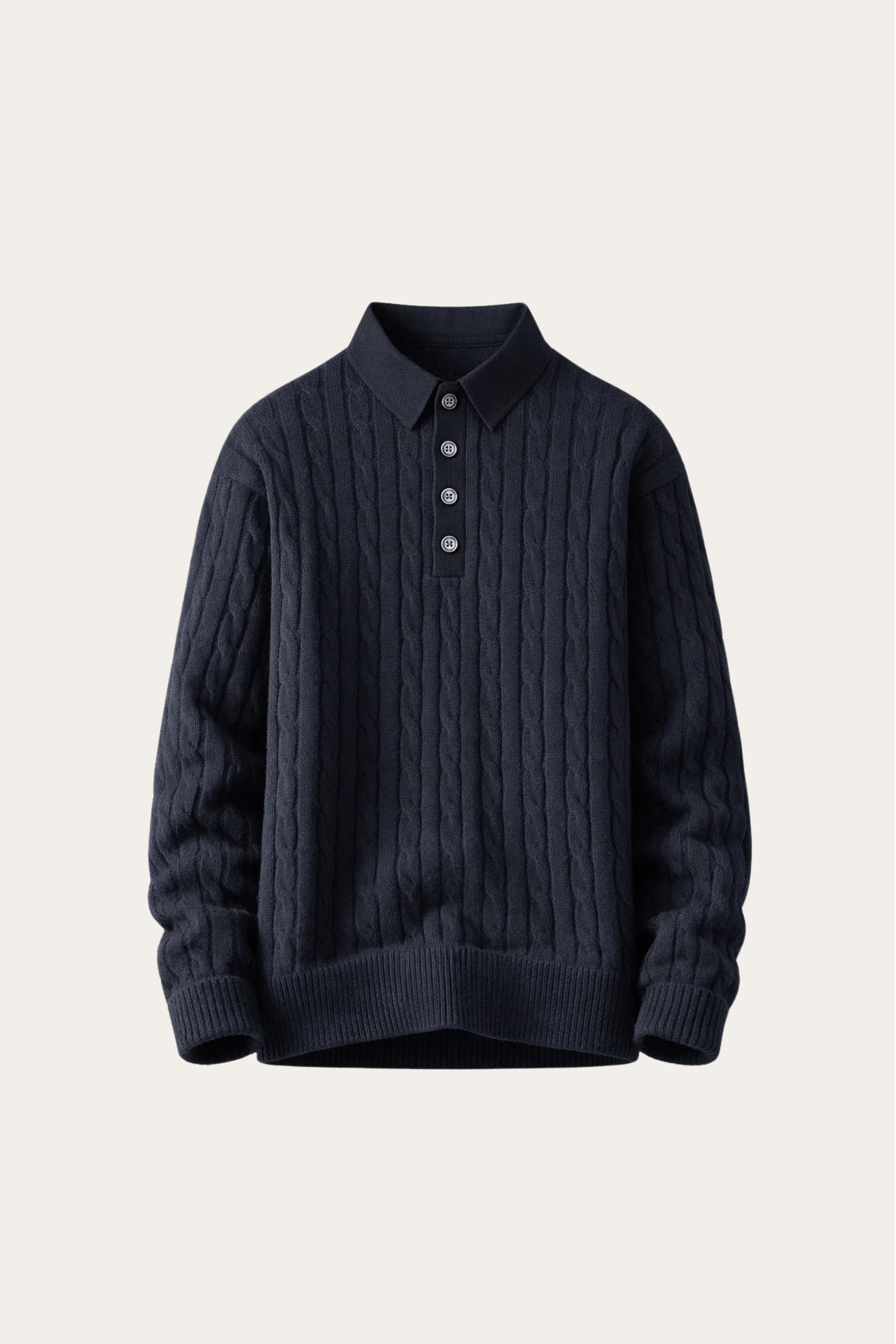 Paolo Cable Polo Knit Navy