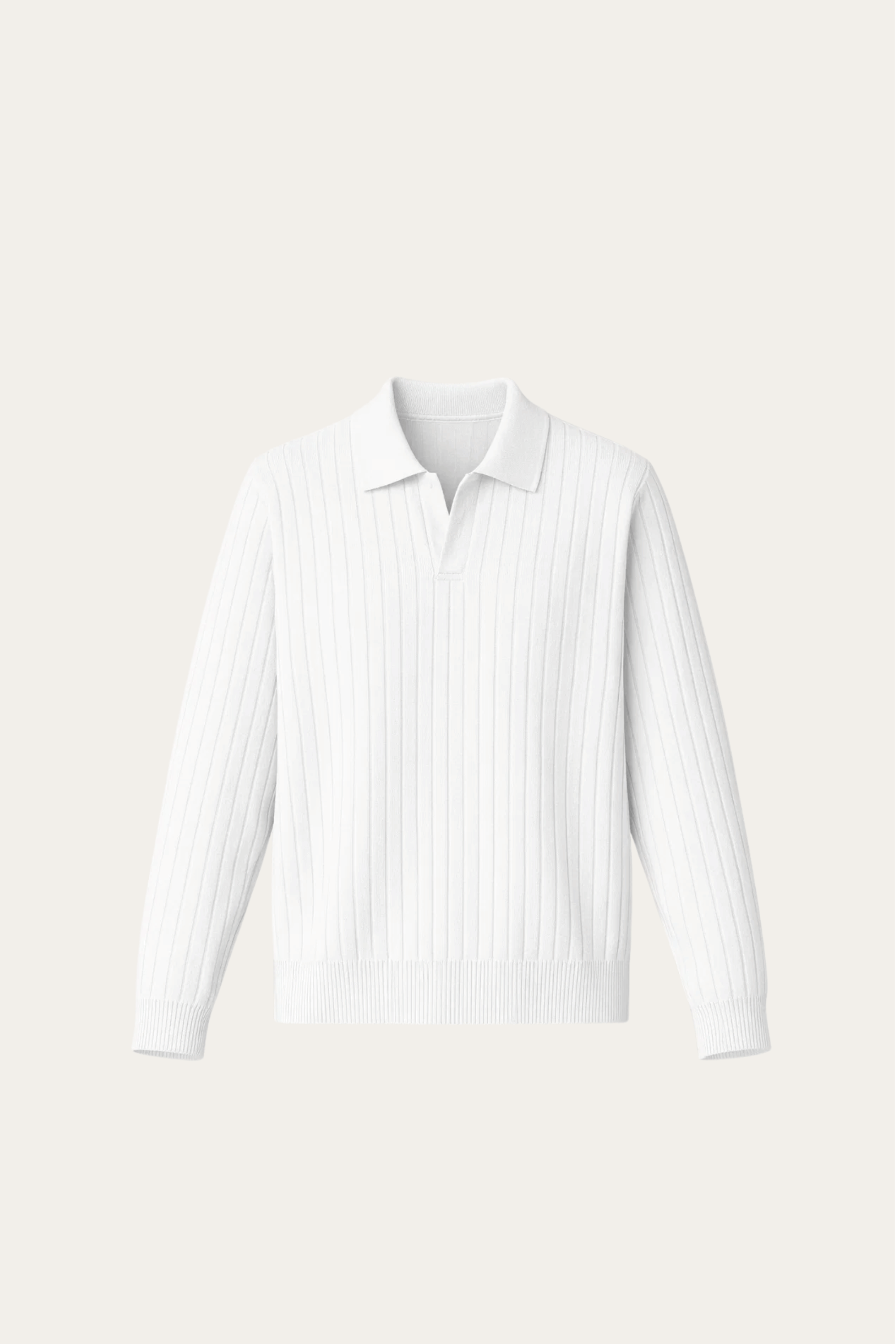 Leonardo Ribbed Knit Polo White