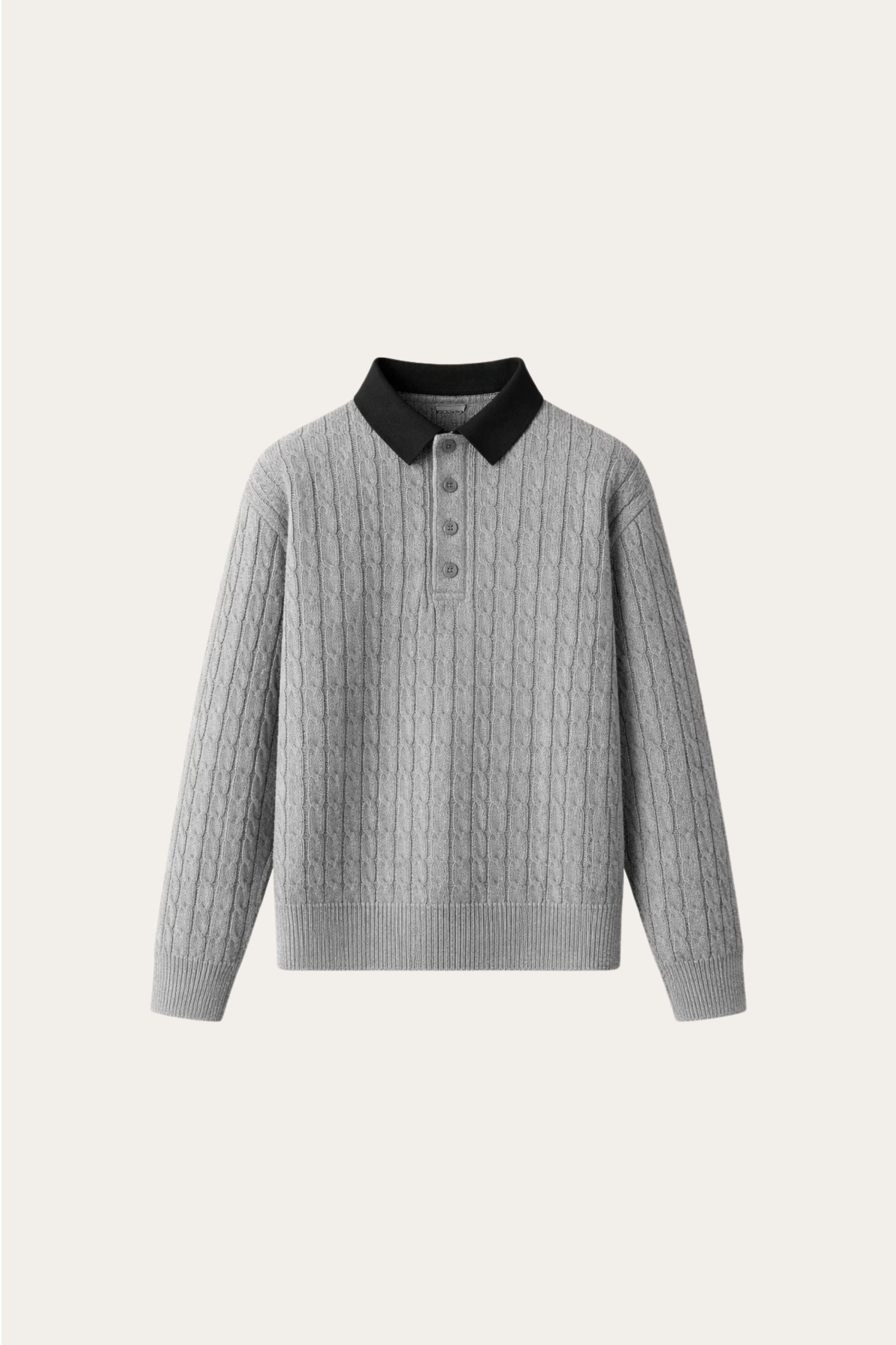 Paolo Cable Polo Knit Grey