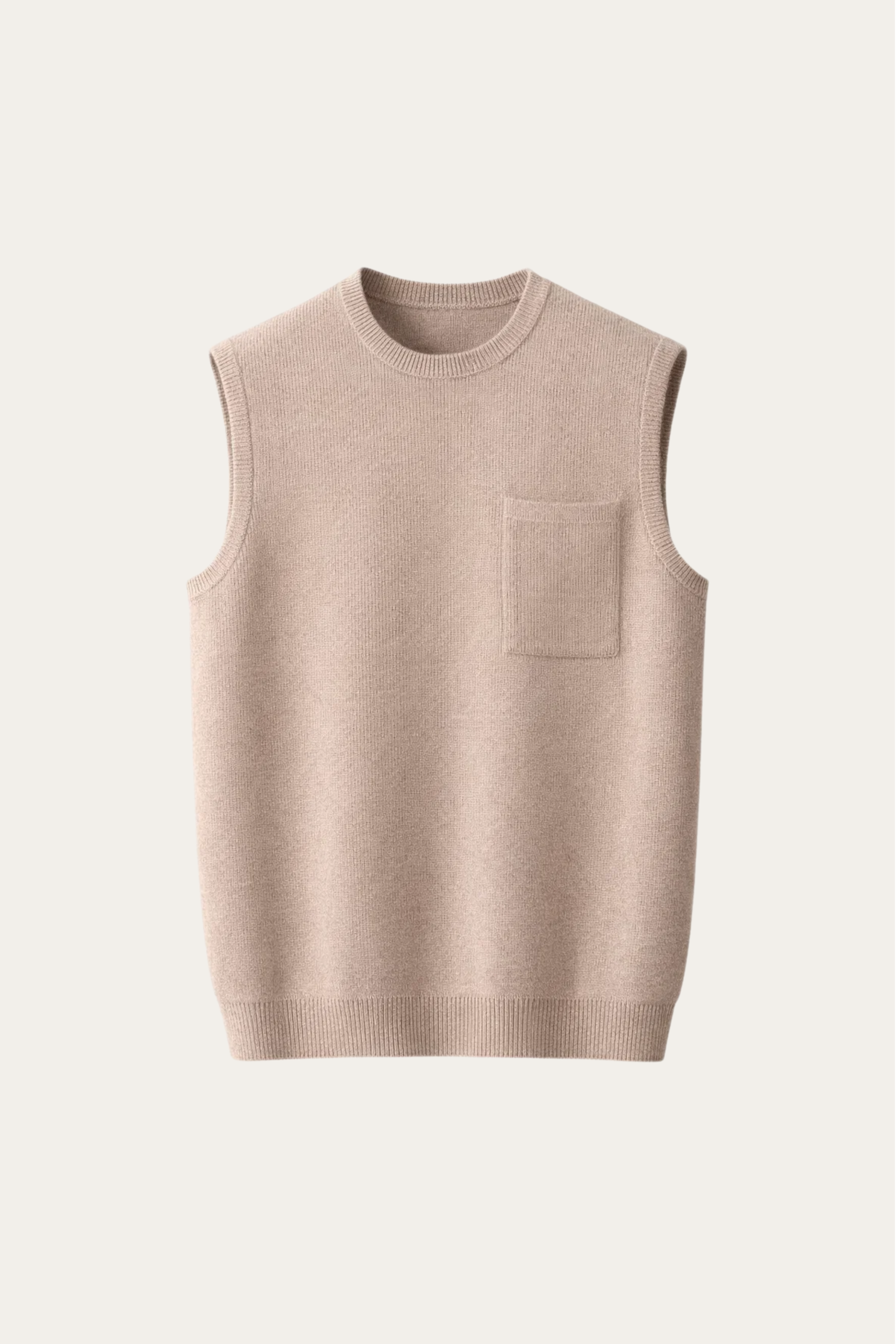 Nerio Extra-Fine Crew Vest Beige