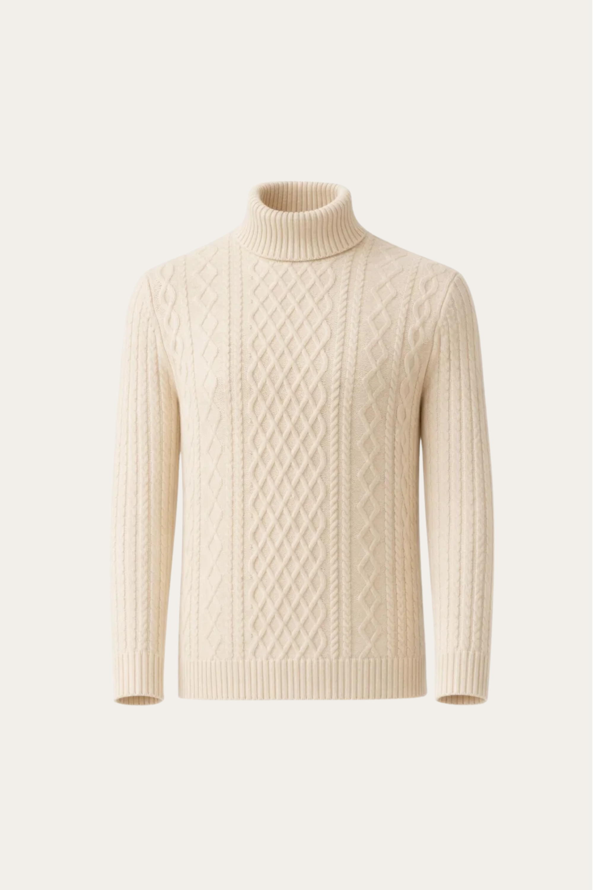 Giuseppe Merino Cable Turtleneck Ivory