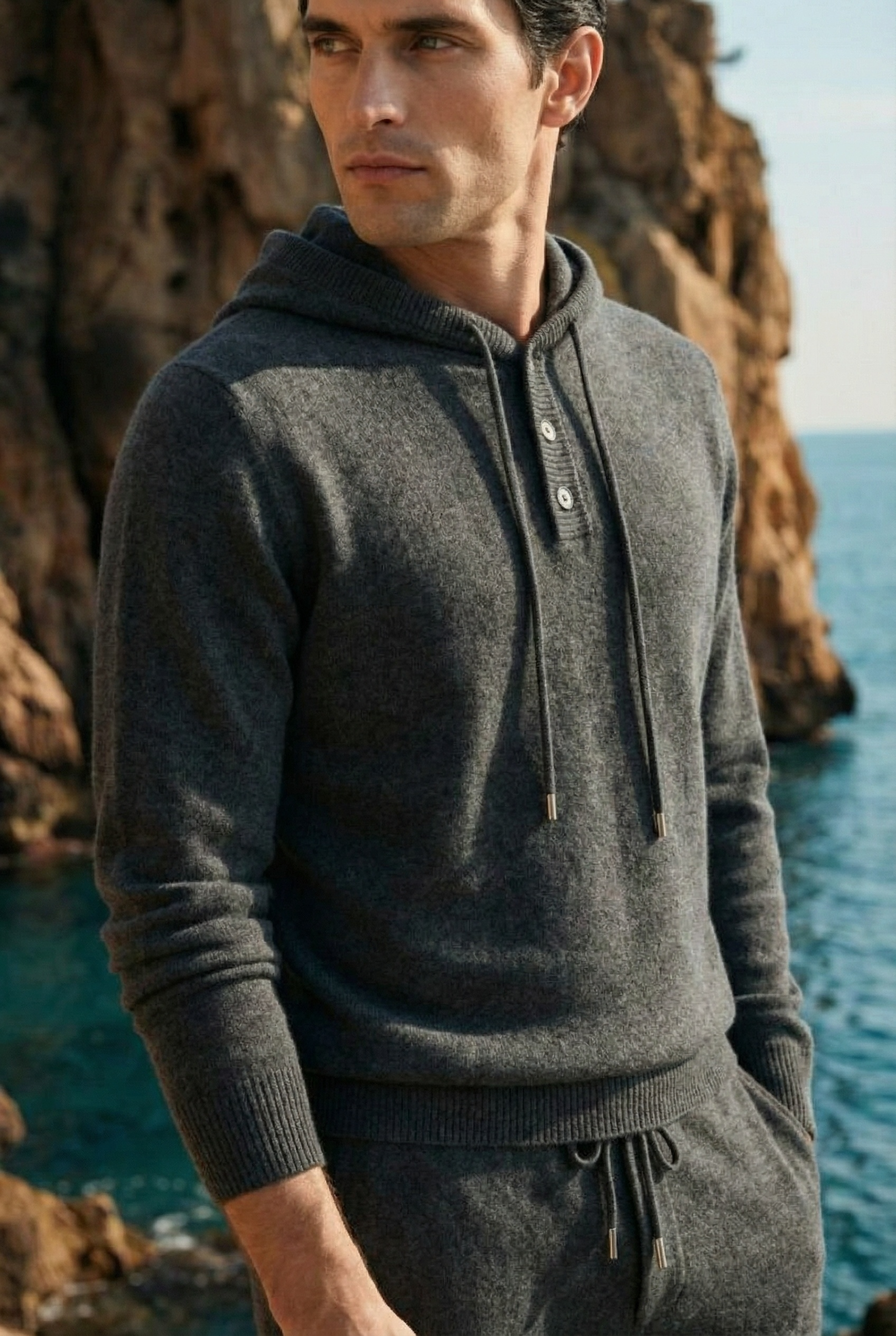 Sorelli Knit Hooded Set Dark Grey