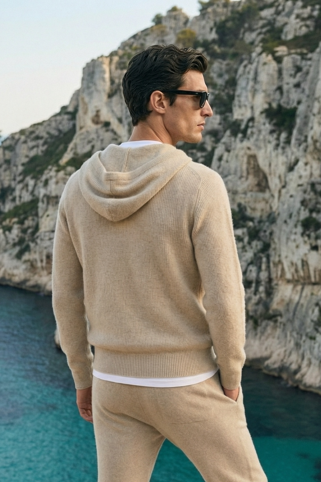 Elviro Cashmere Hooded Zip Set Cream
