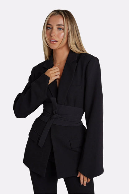 Tailored Tweed Belted Blazer