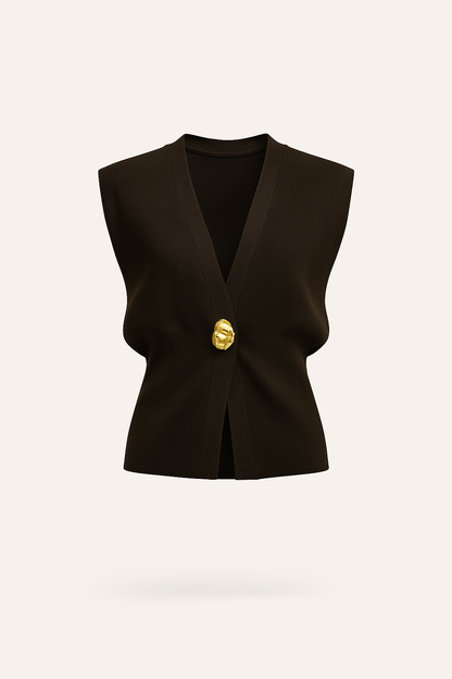 Gilet pull-over à col en V boutonné