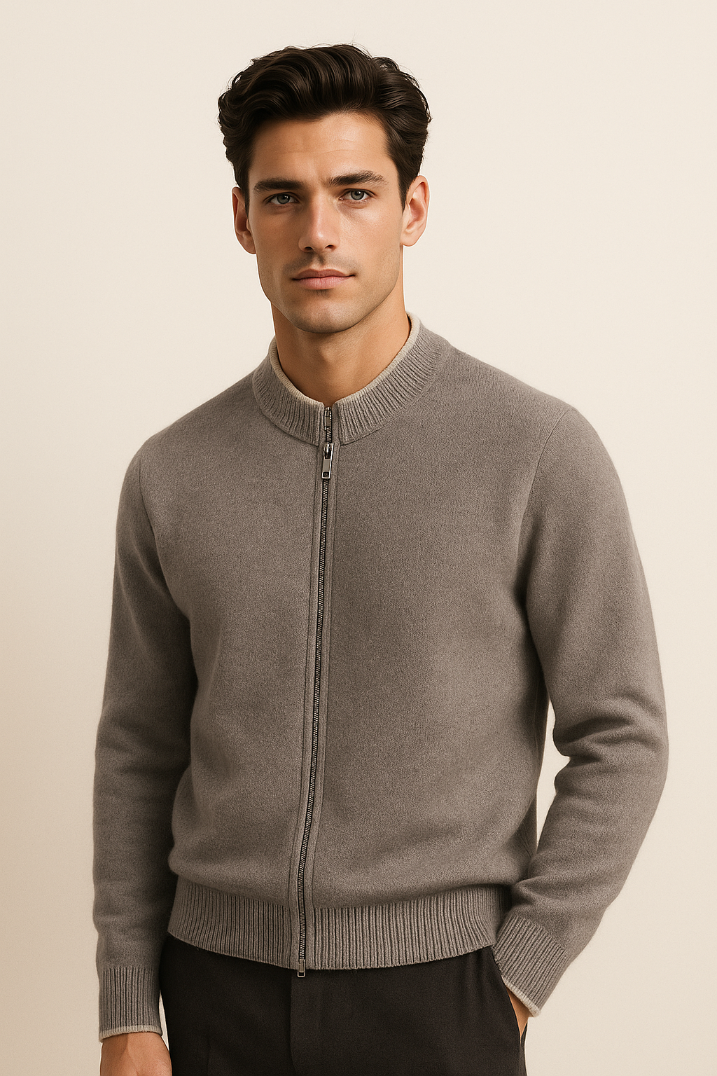 Terenzo Zip Cardigan Grey
