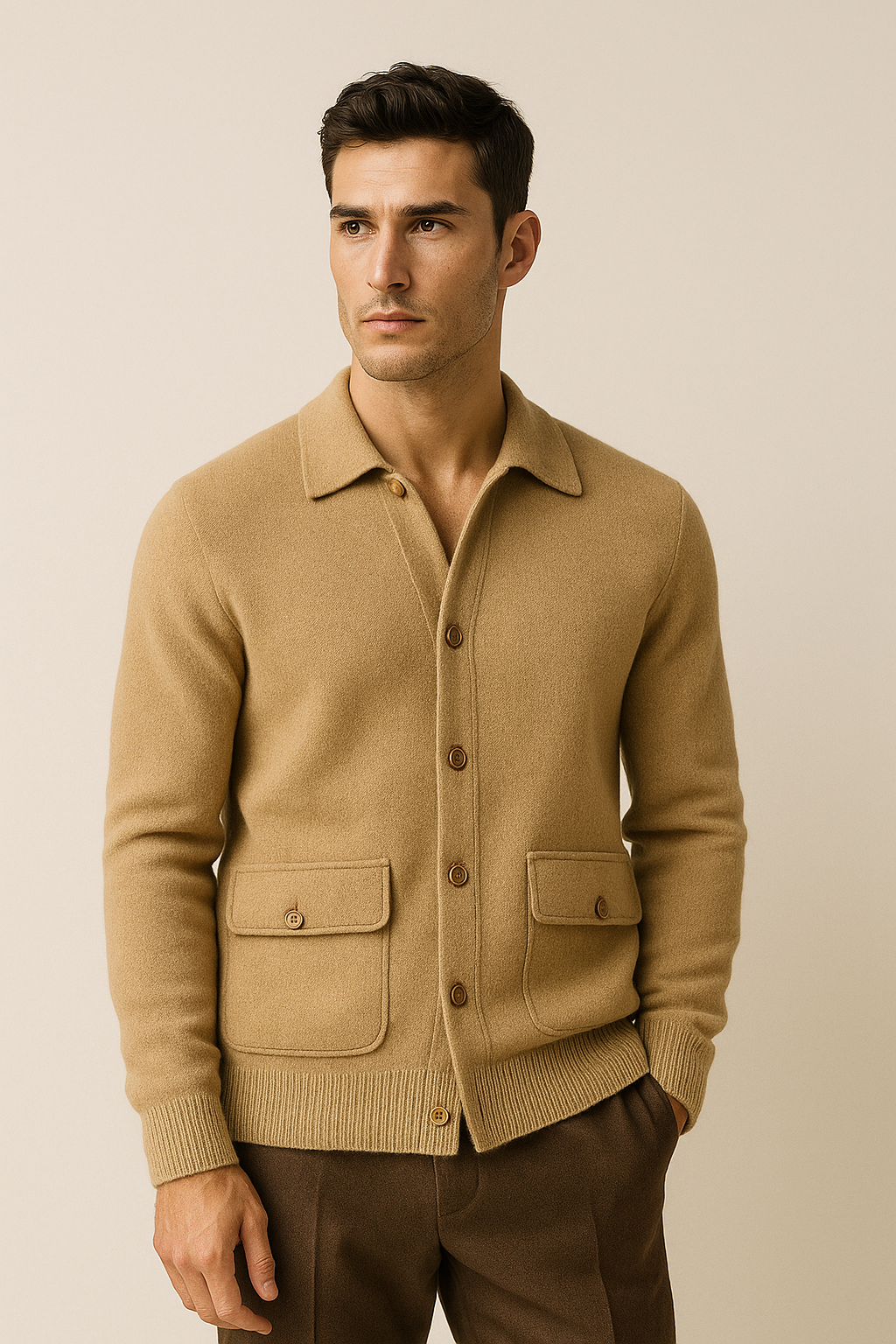 Lorenzo Cashmere Cardigan Beige