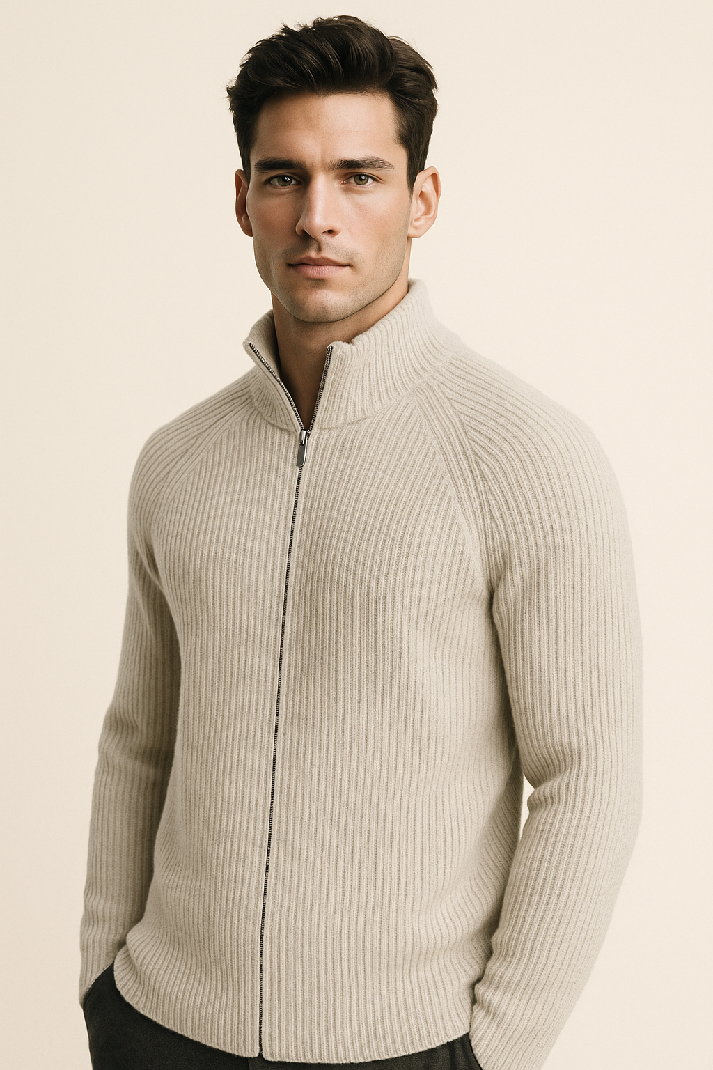 Valeno Wool Zip Knit Grey