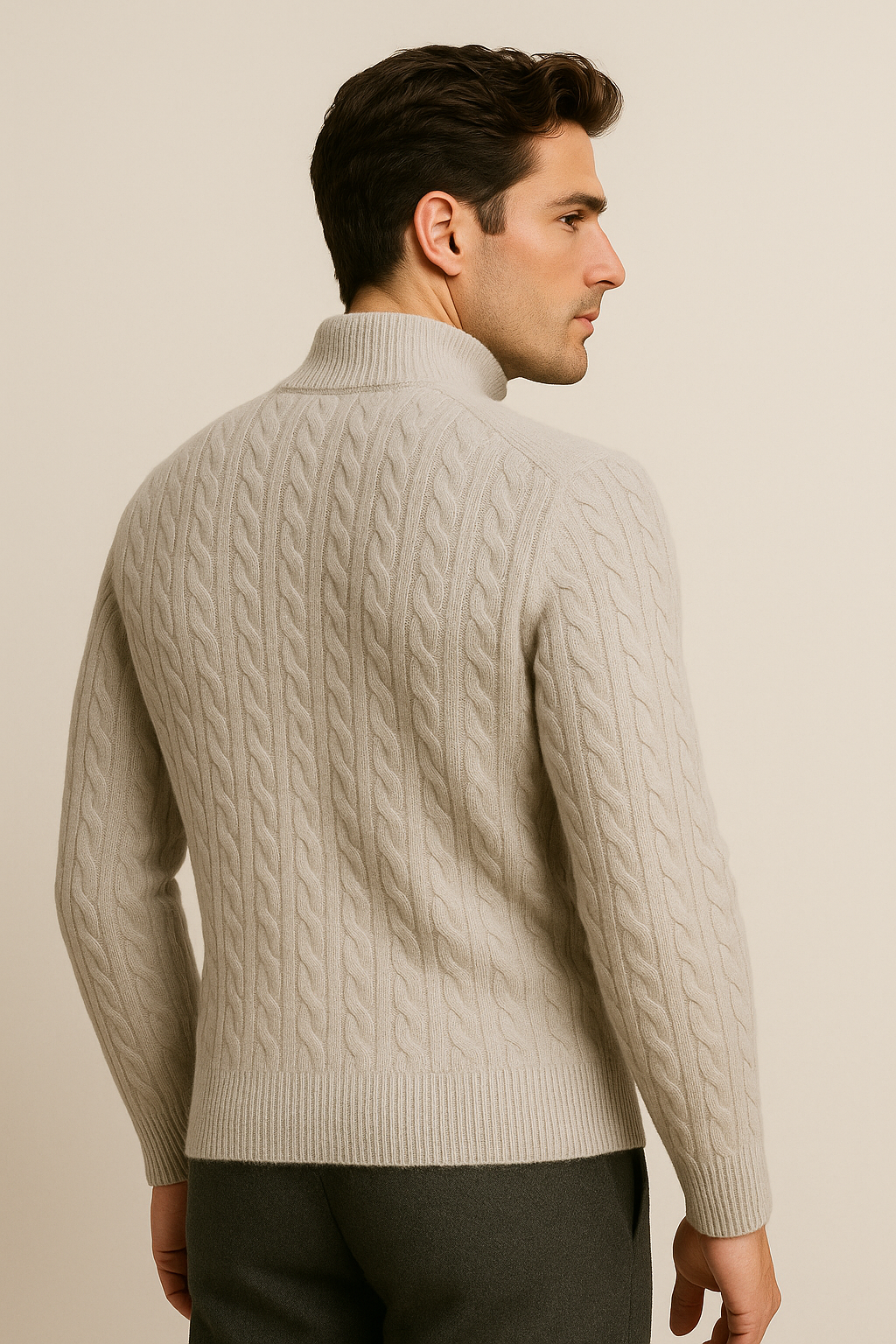 Lerano Cashmere Half-Zip Knit Grey