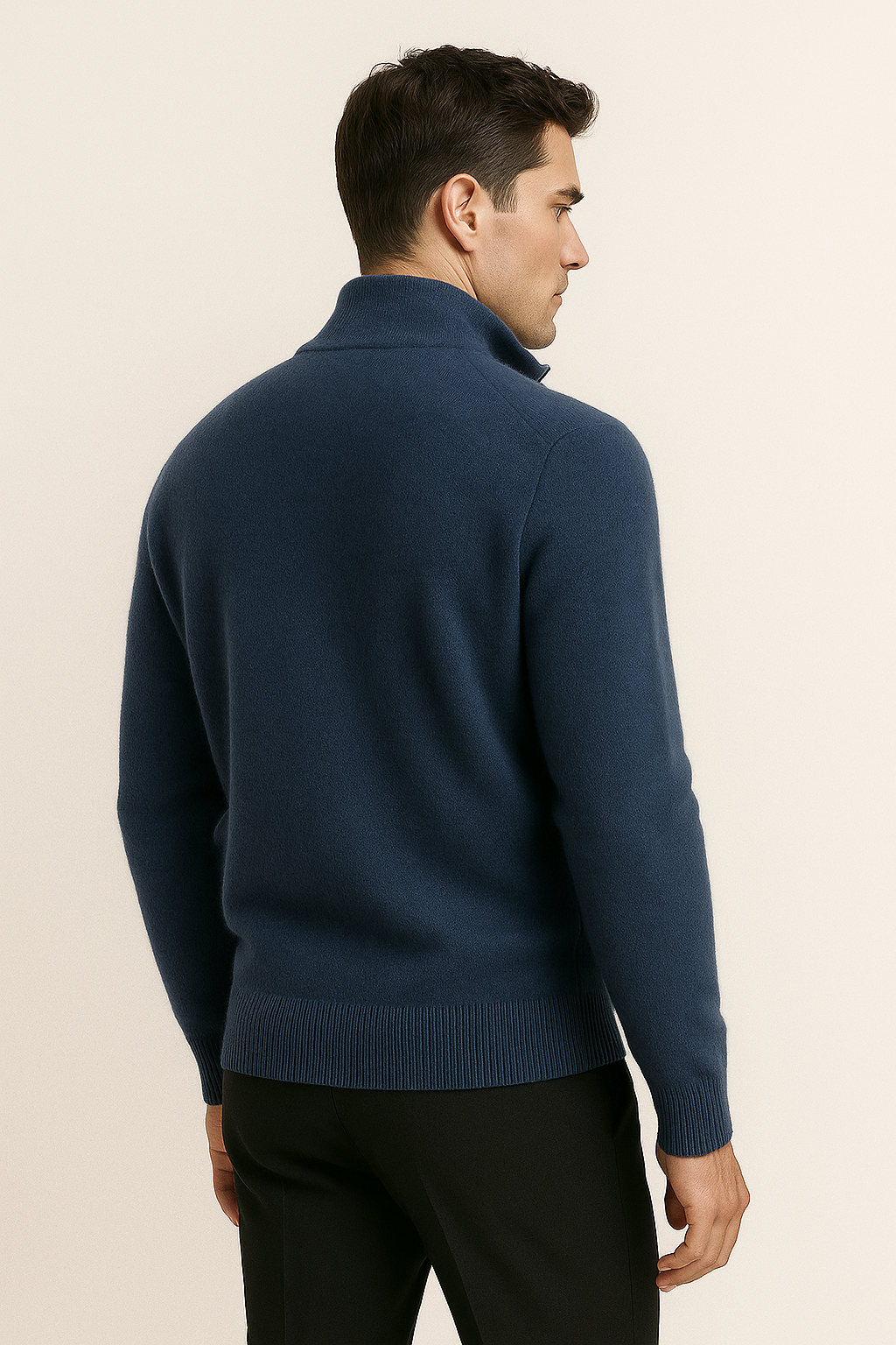 Marciello Reversible Cashmere Zip Knit Navy & Grey