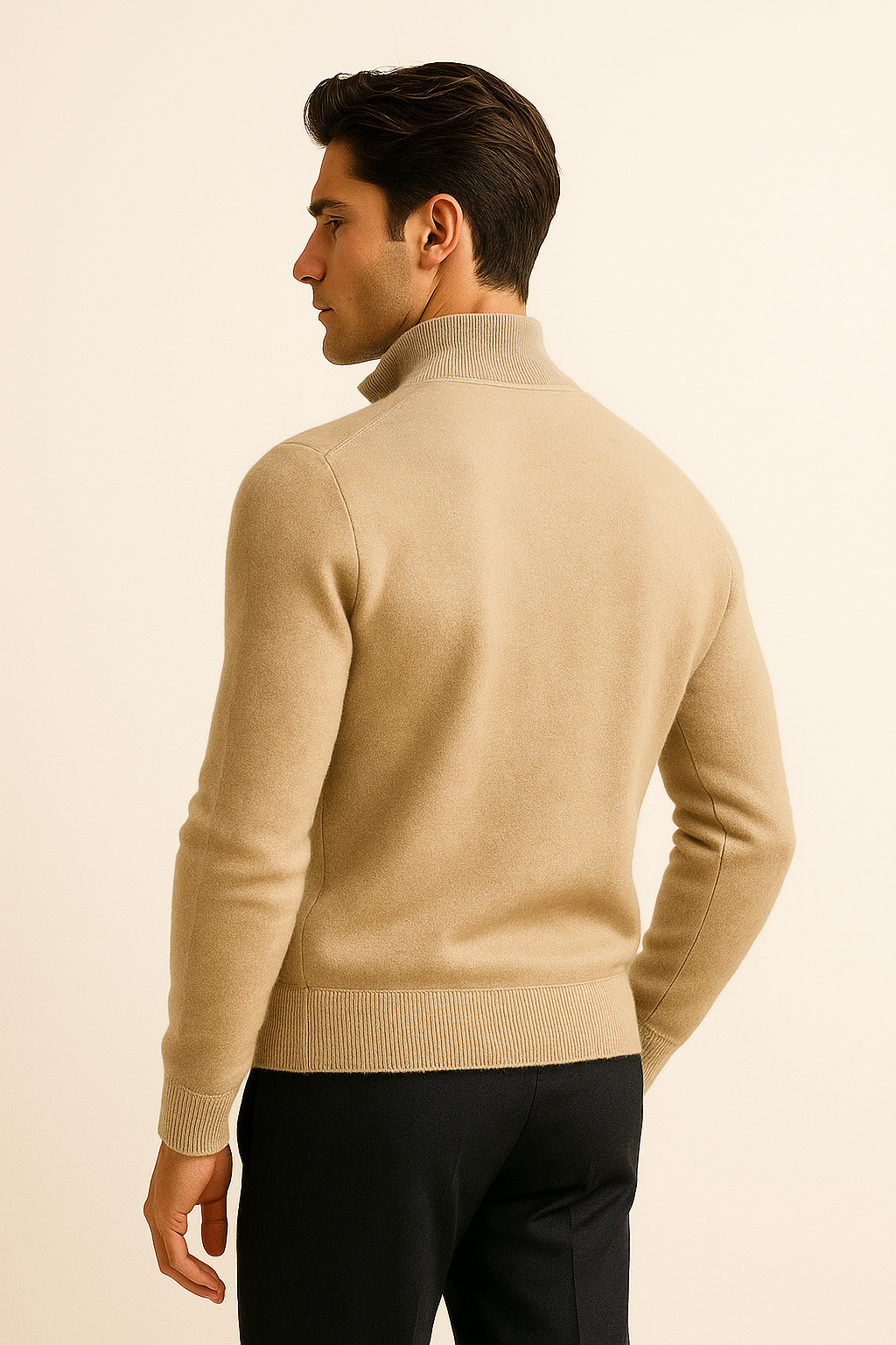 Marciello Reversible Cashmere Zip Knit Beige & Grey