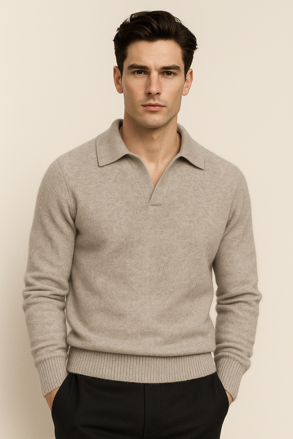 Marencio Cashmere Polo Knit Grey