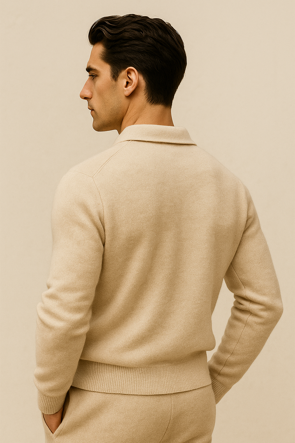 Marencio Cashmere Polo Knit Oatmeal