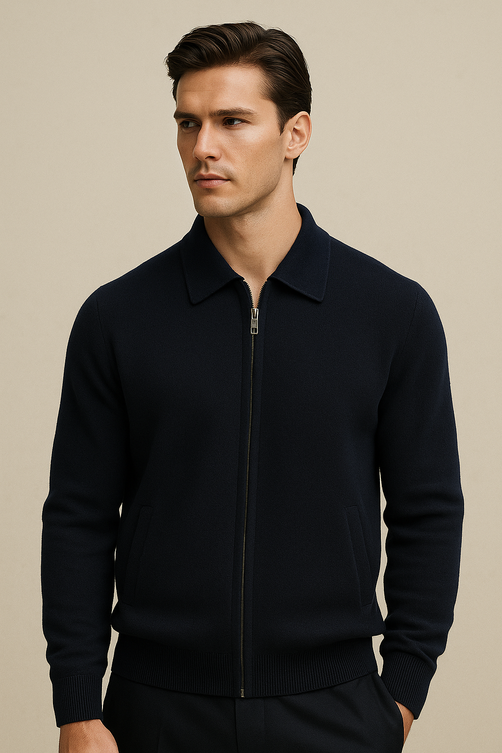 Carvelli Merino Zip Sweater Navy