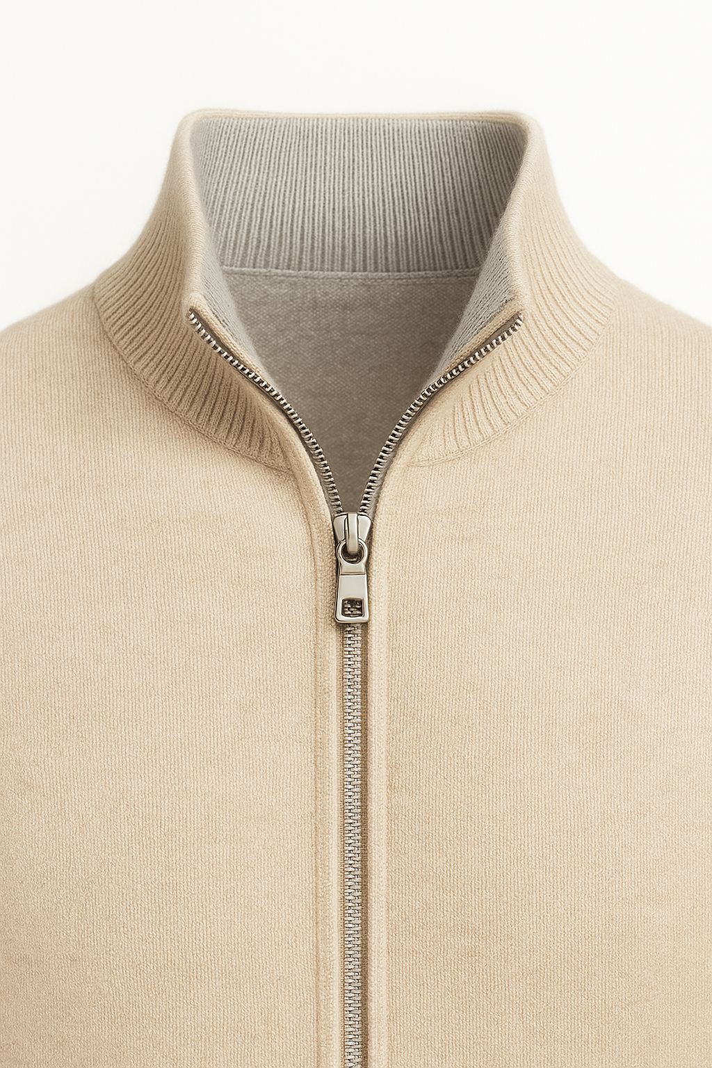Marciello Reversible Cashmere Zip Knit Beige & Grey