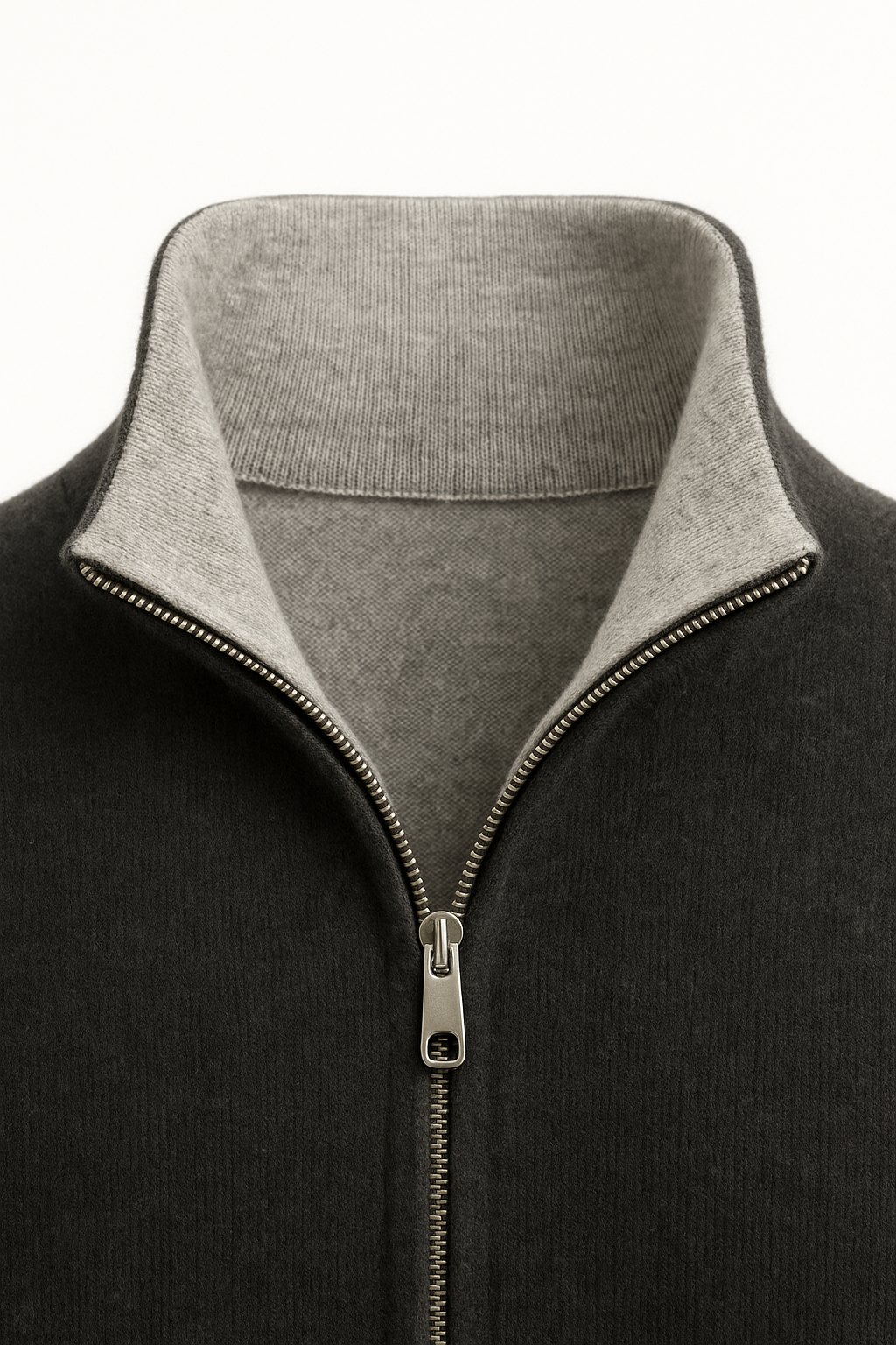 Marciello Reversible Cashmere Zip Knit Grey & Dark Grey
