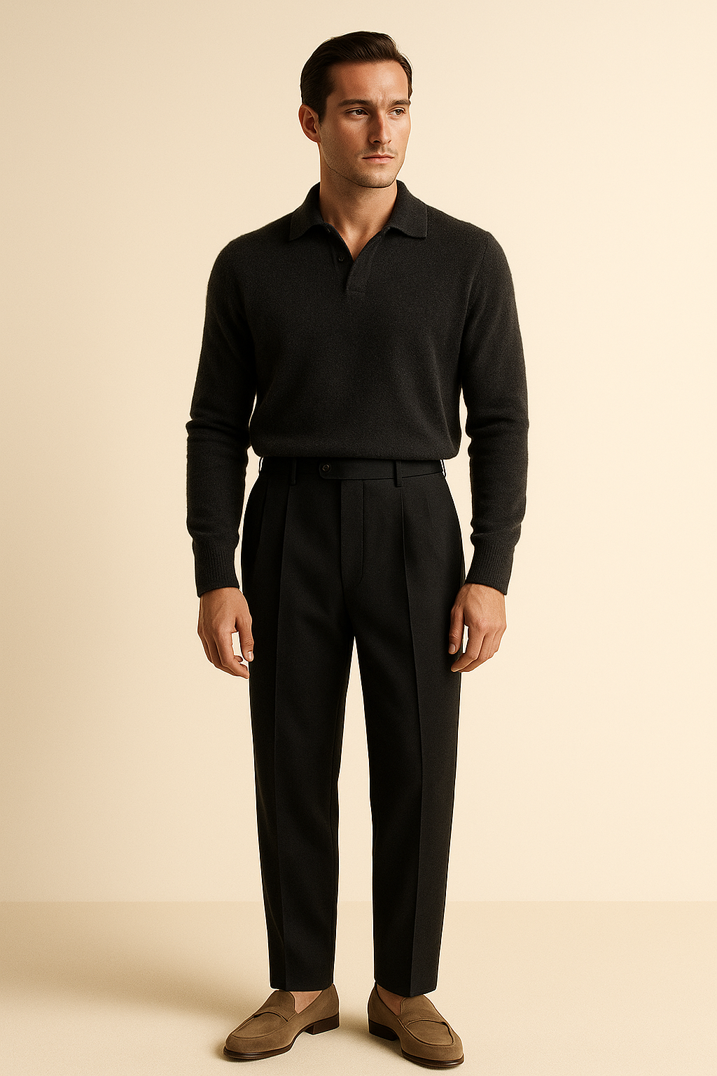 Valenti Gabardine Cotton Pantalon Black