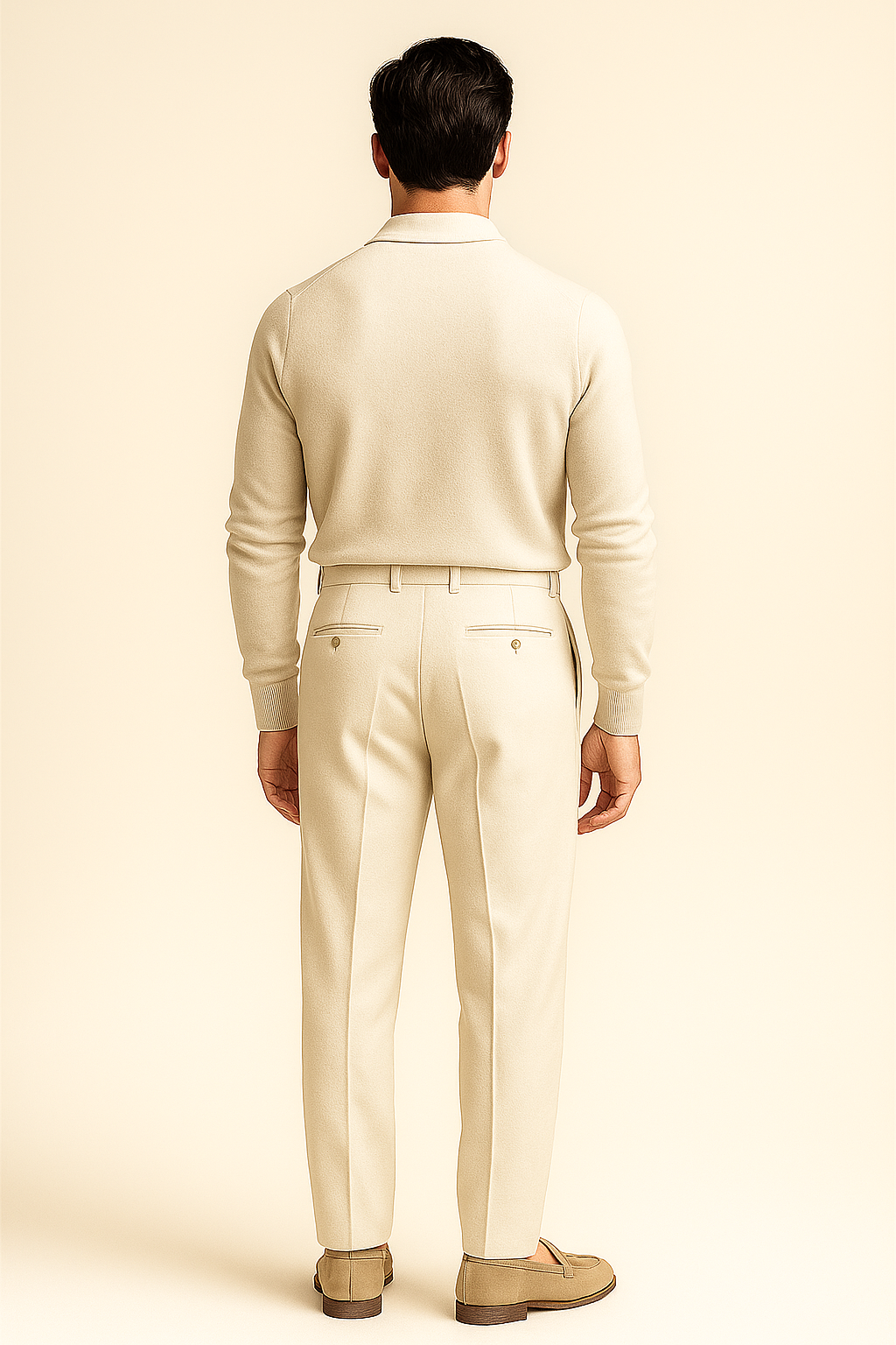 Valenti Gabardine Cotton Pantalon Ivory