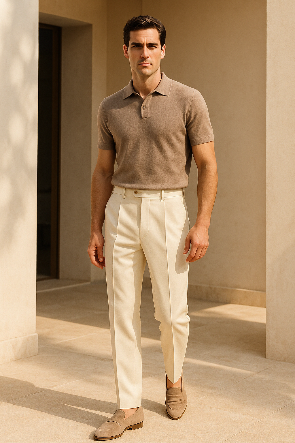 Valenti Gabardine Cotton Pantalon Ivory