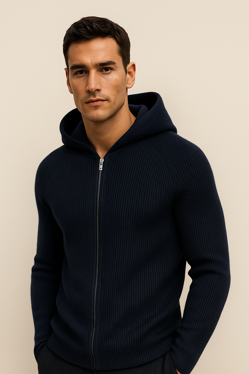 Amalfi Merino Hooded Sweater Navy