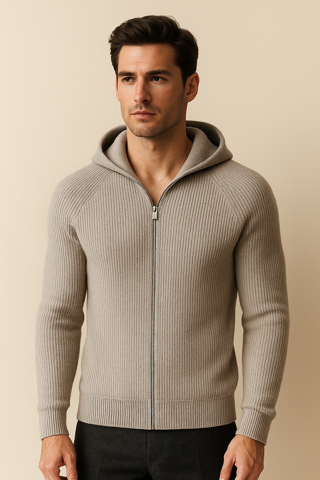 Amalfi Merino Hooded Sweater Grey