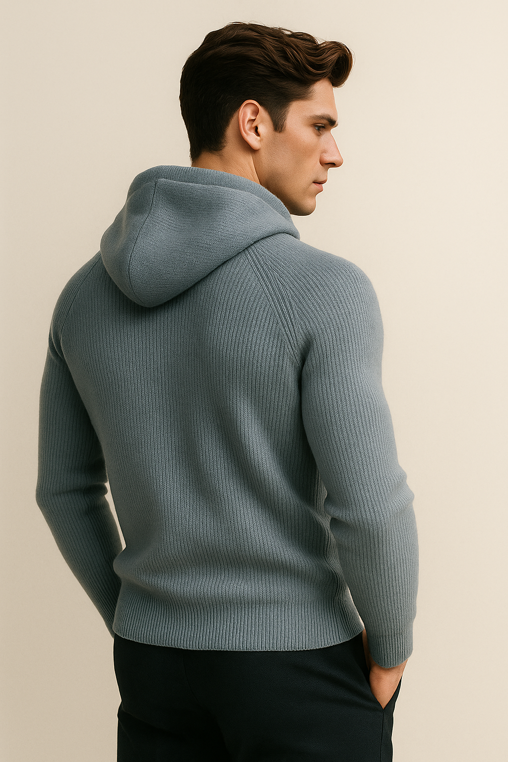 Amalfi Merino Hooded Sweater Light Blue