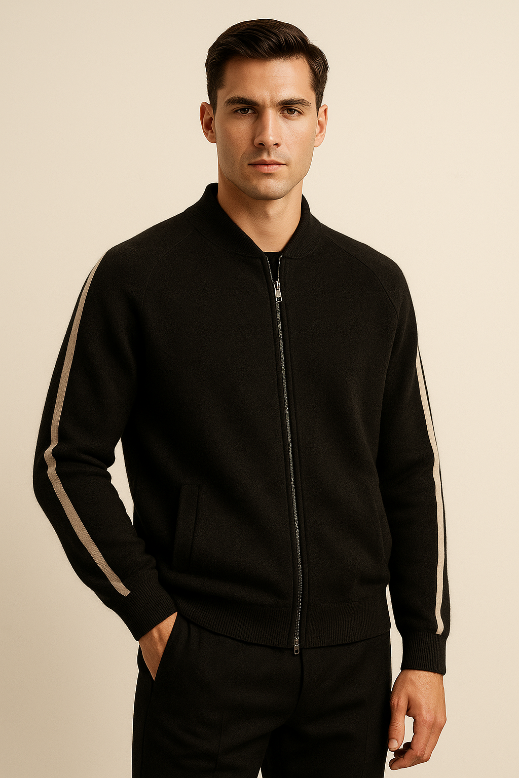 Lorenti Cashmere Zip Knit Black