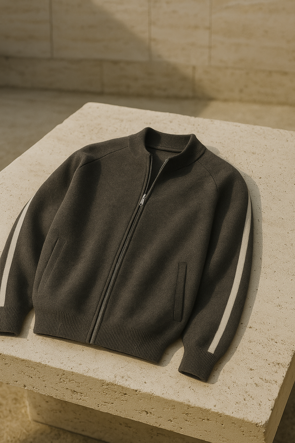 Lorenti Cashmere Zip Knit Dark Grey