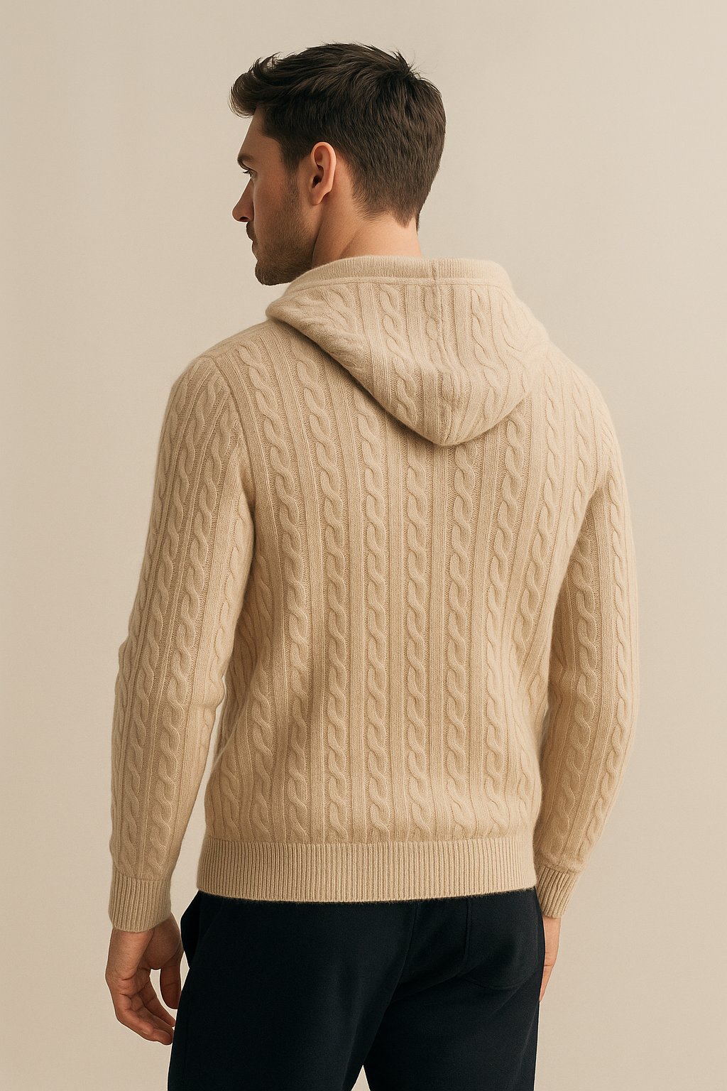 Talieri Hooded Cable Knit Beige