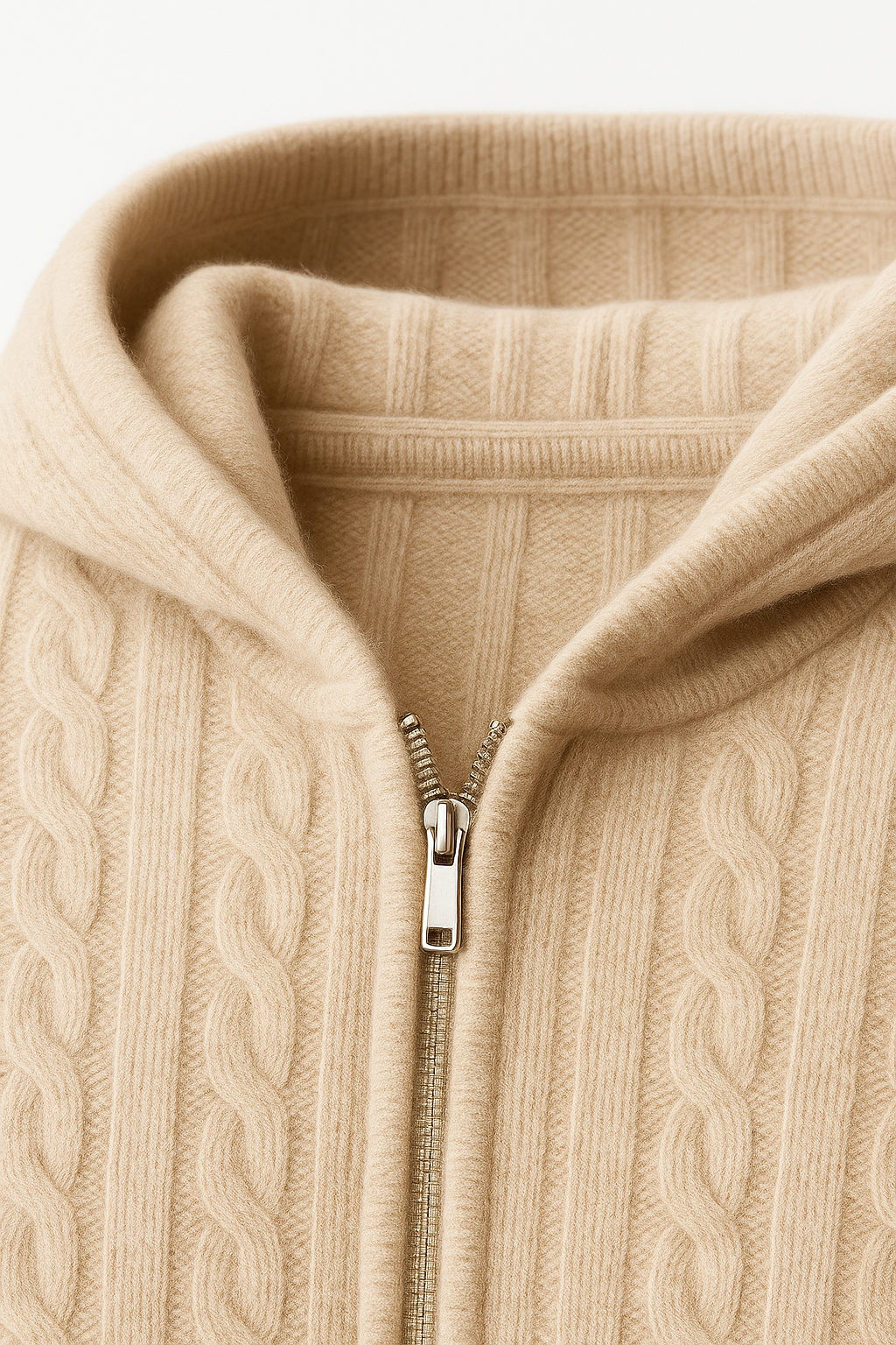 Talieri Hooded Cable Knit Beige