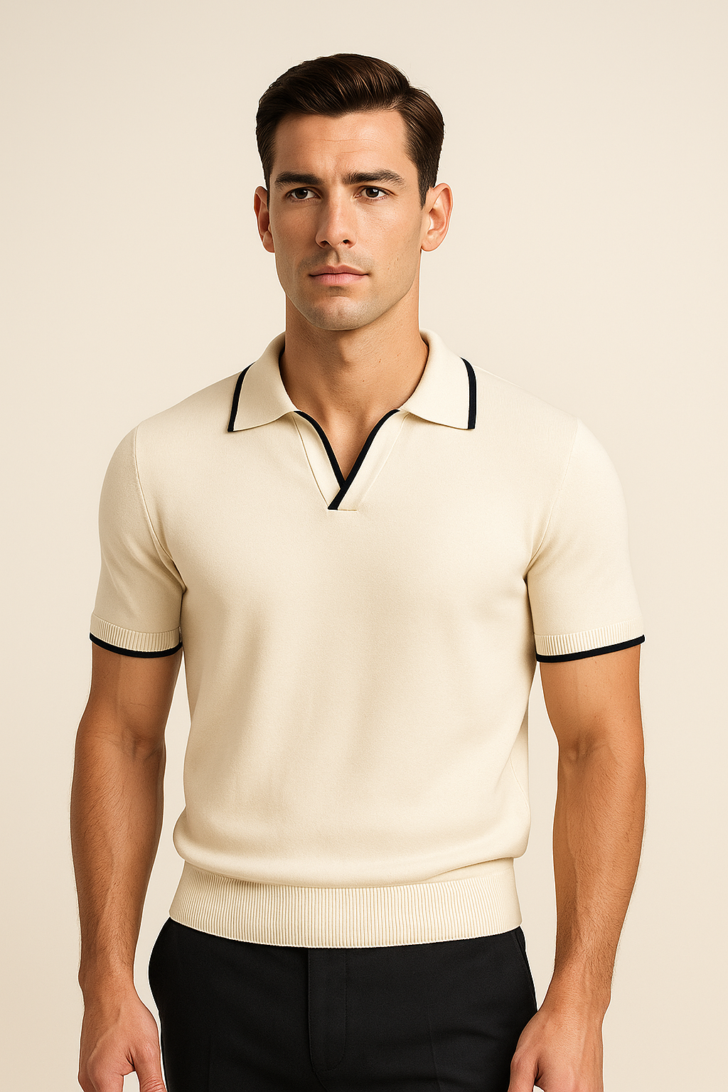 Rivoro Knitted Polo Ivory