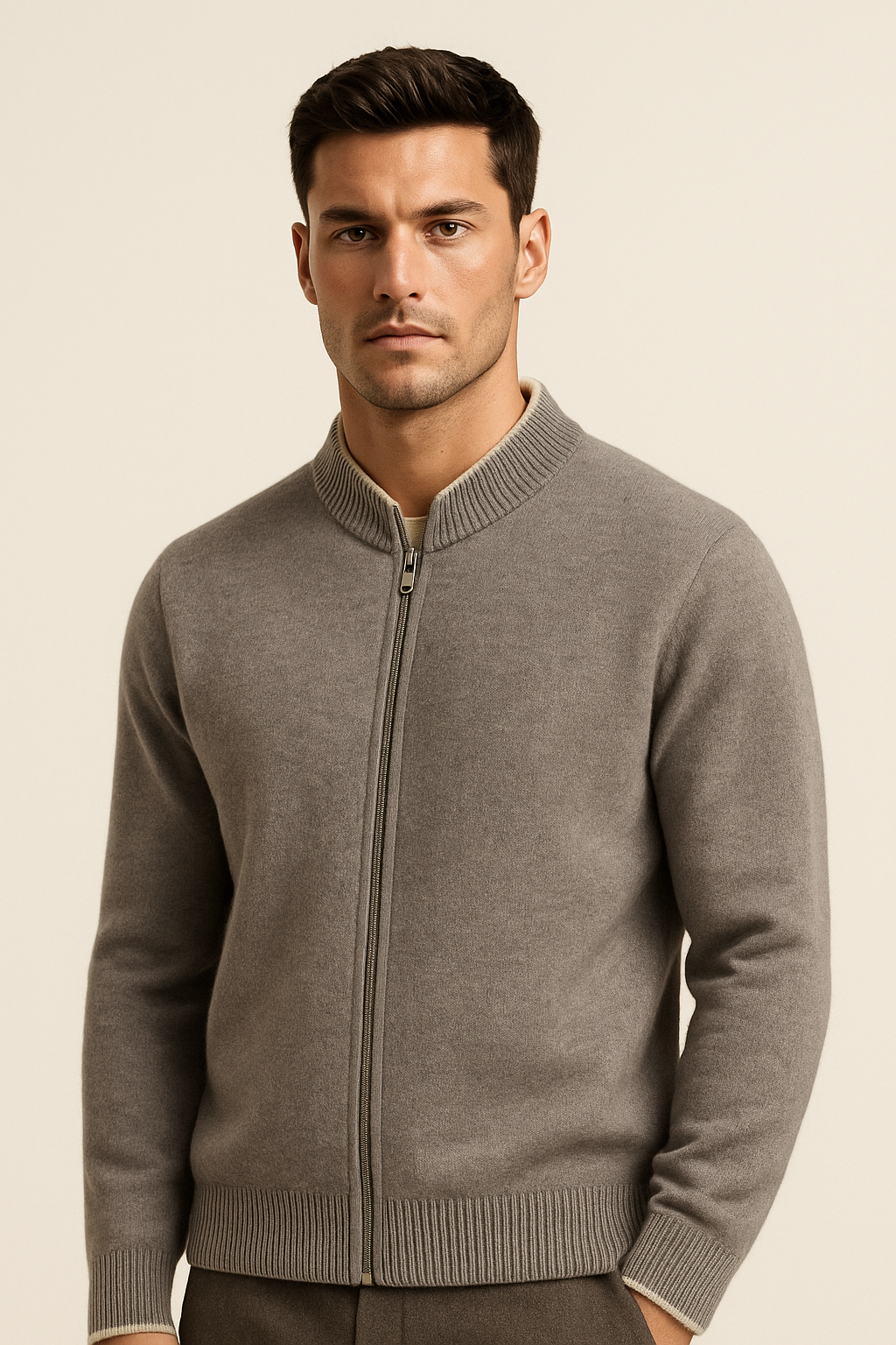 Terenzo Zip Cardigan Grey