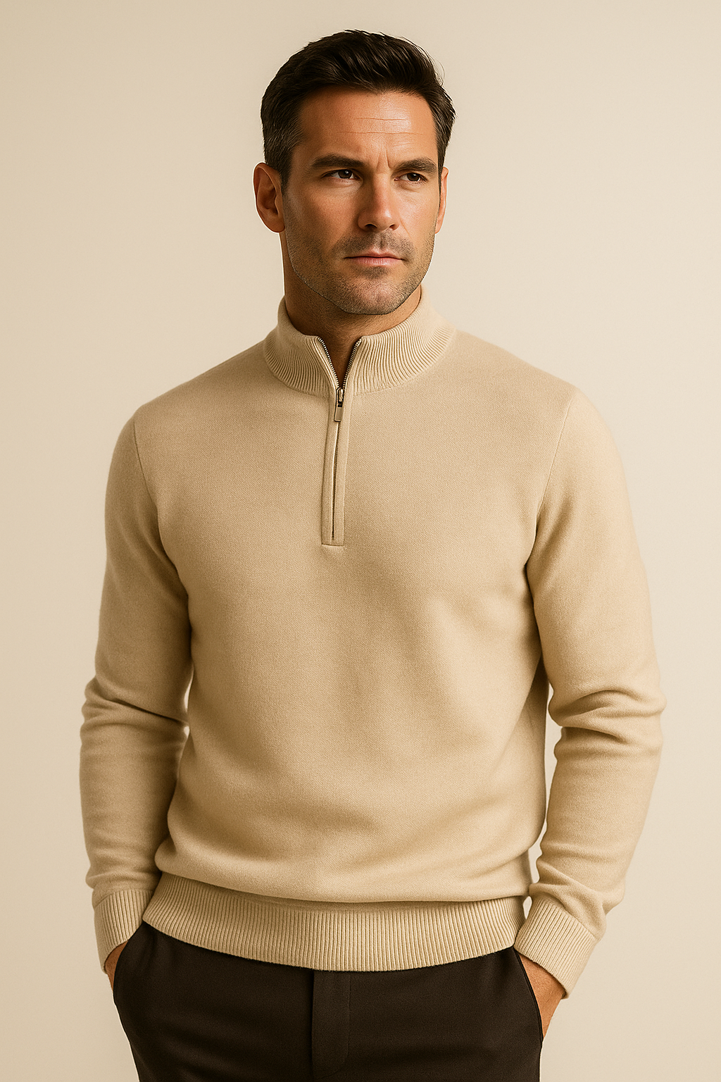 Lunaro Quarter-Zip Knit Cream
