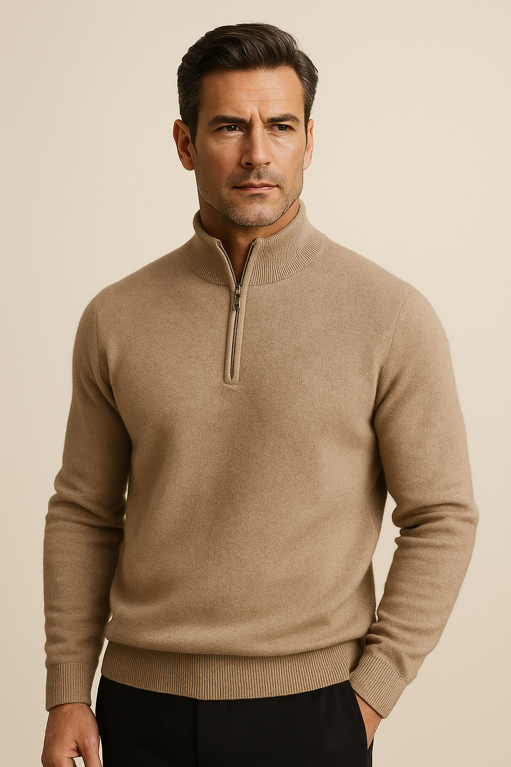 Lunaro Quarter-Zip Knit Beige