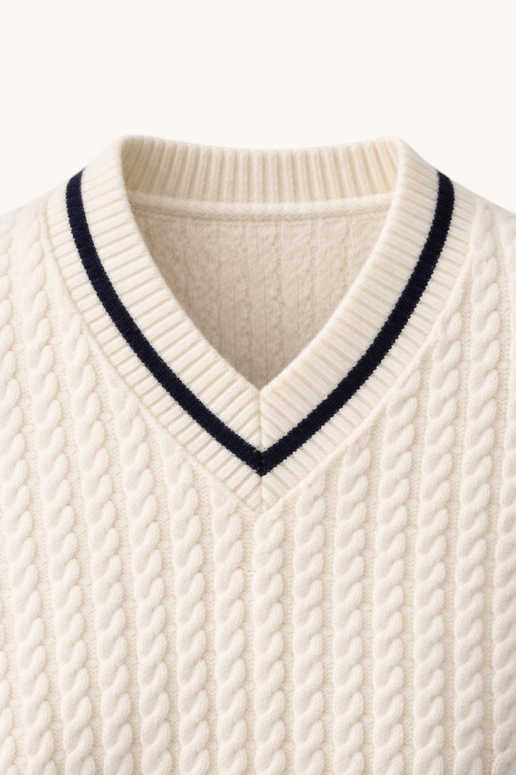 Brando Cashmere Cable V-Neck White