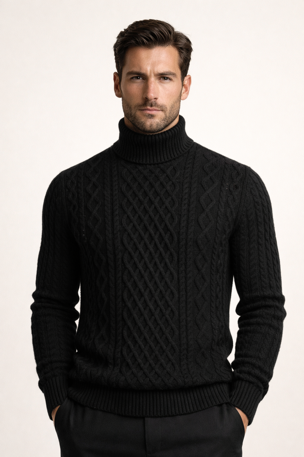 Giuseppe Merino Cable Turtleneck Black