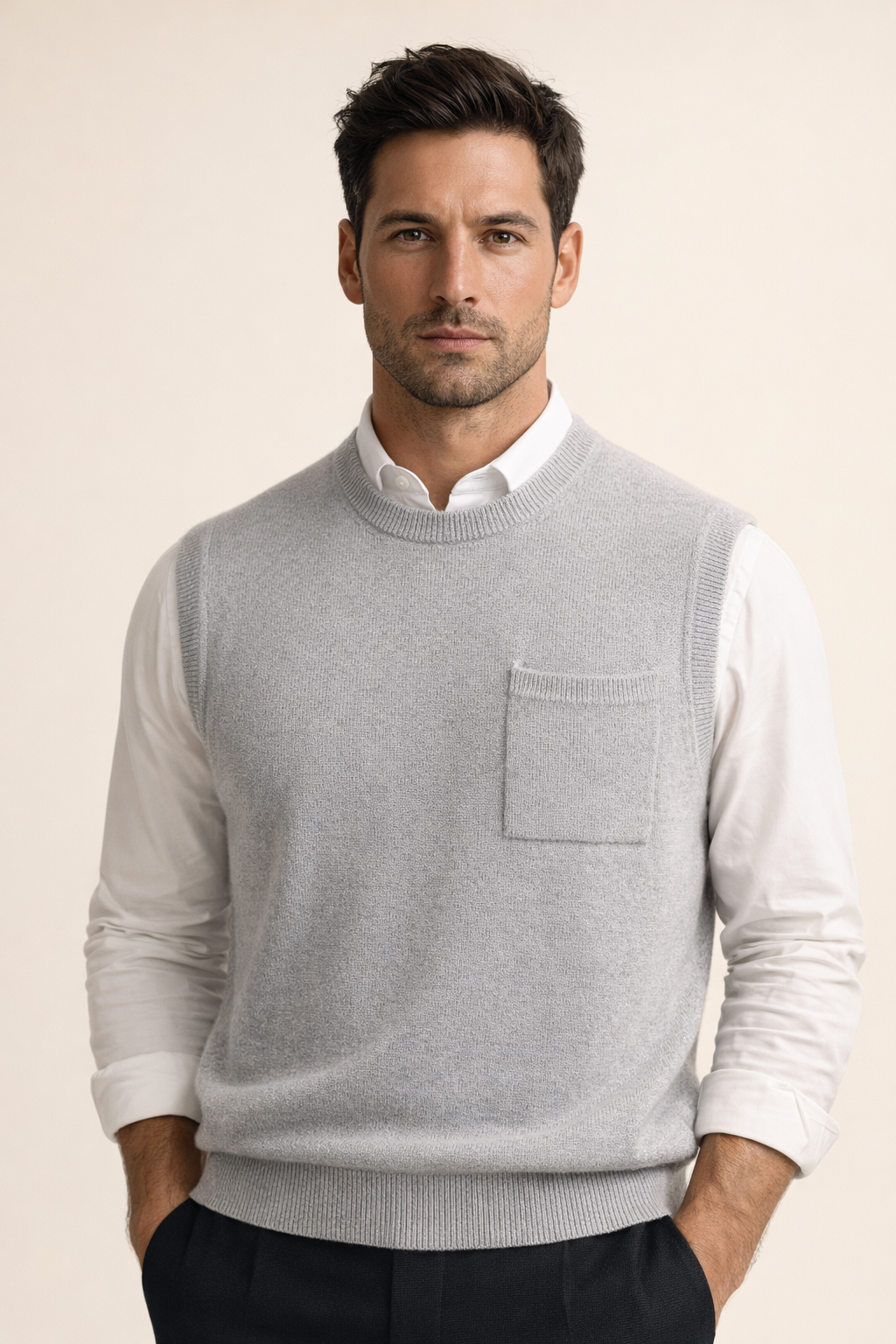 Nerio Extra-Fine Crew Vest Grey