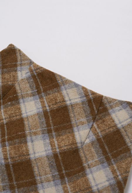 Iconic Plaid Pattern Mini Bud Skirt in Camel
