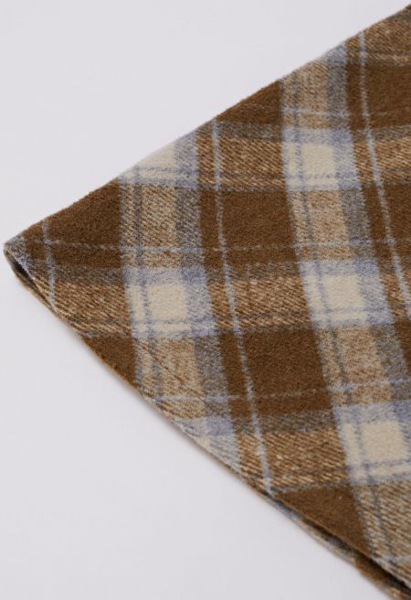 Iconic Plaid Pattern Mini Bud Skirt in Camel