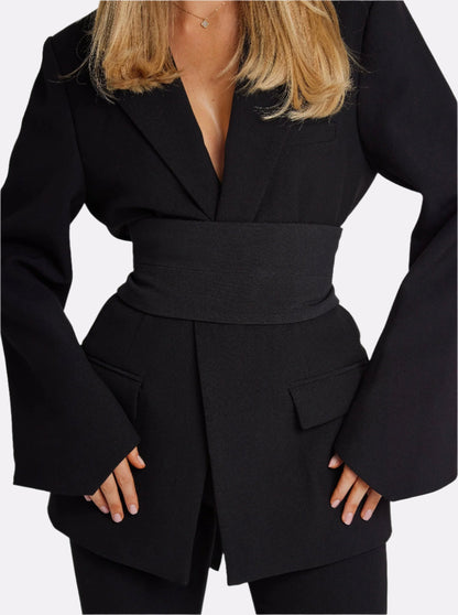 Tailored Tweed Belted Blazer