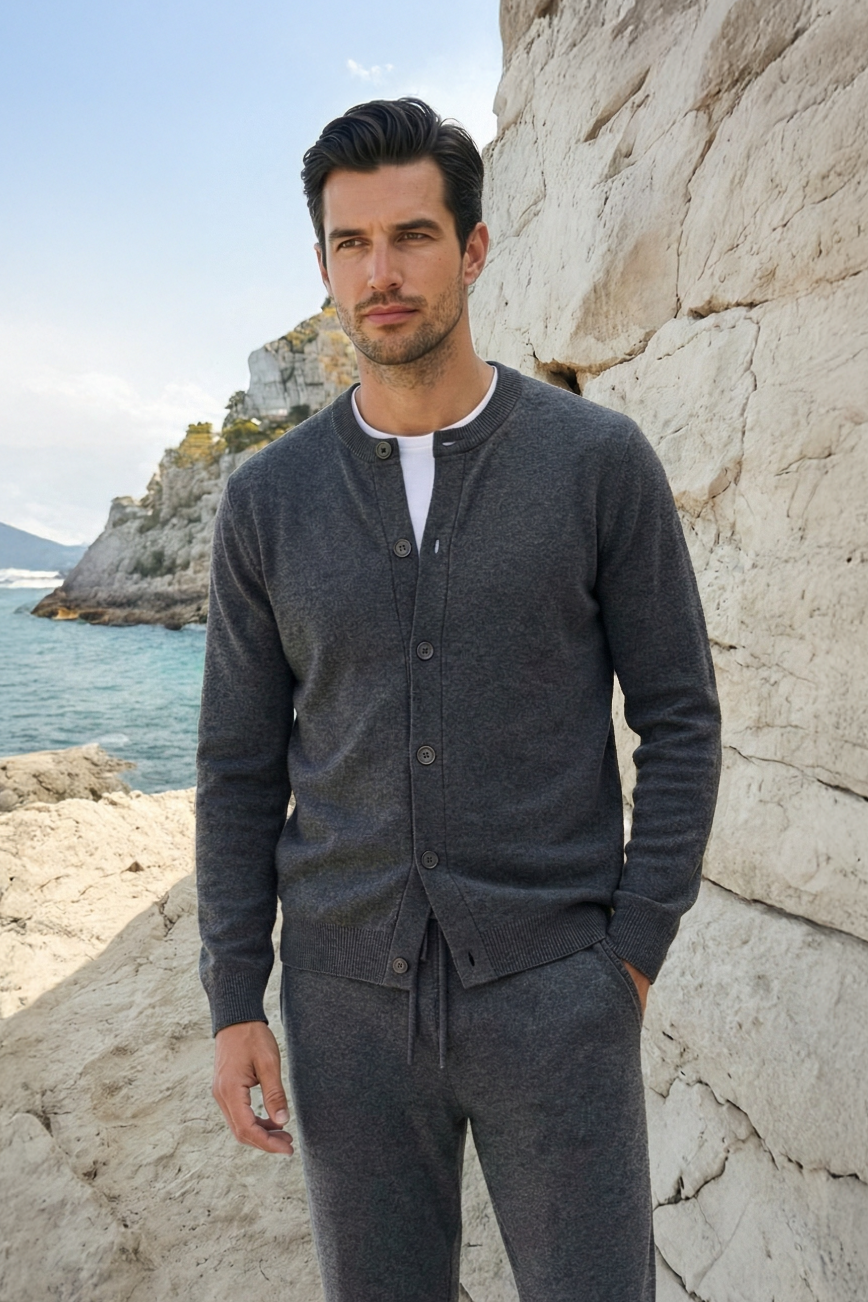 Arlino Buttoned Set Dark Grey