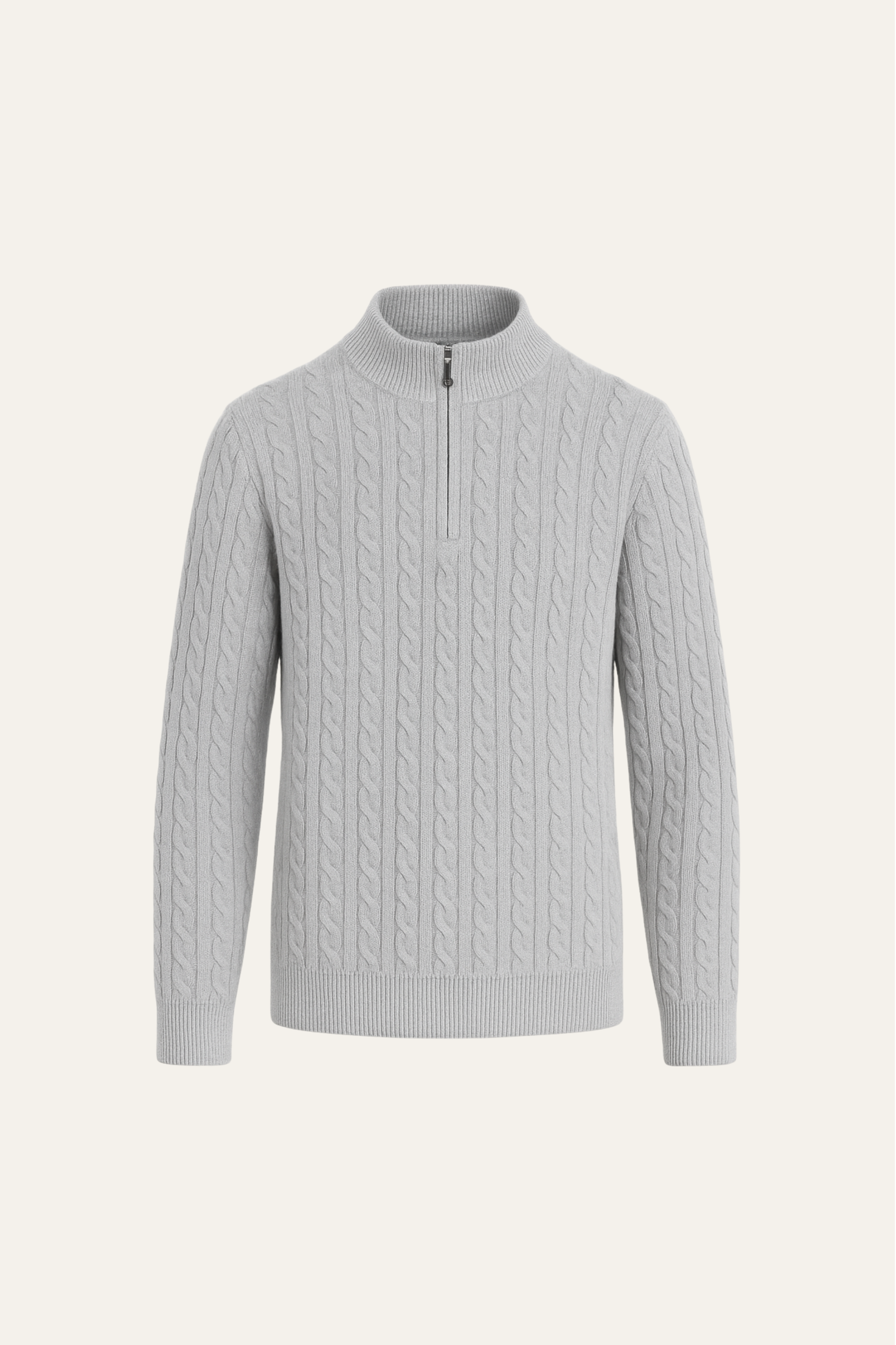 Lerano Cashmere Half-Zip Knit Grey