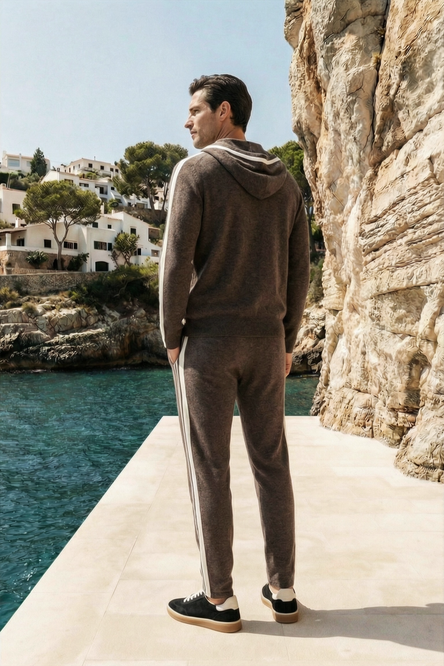 Giancarlo Hooded Zip Set Brown