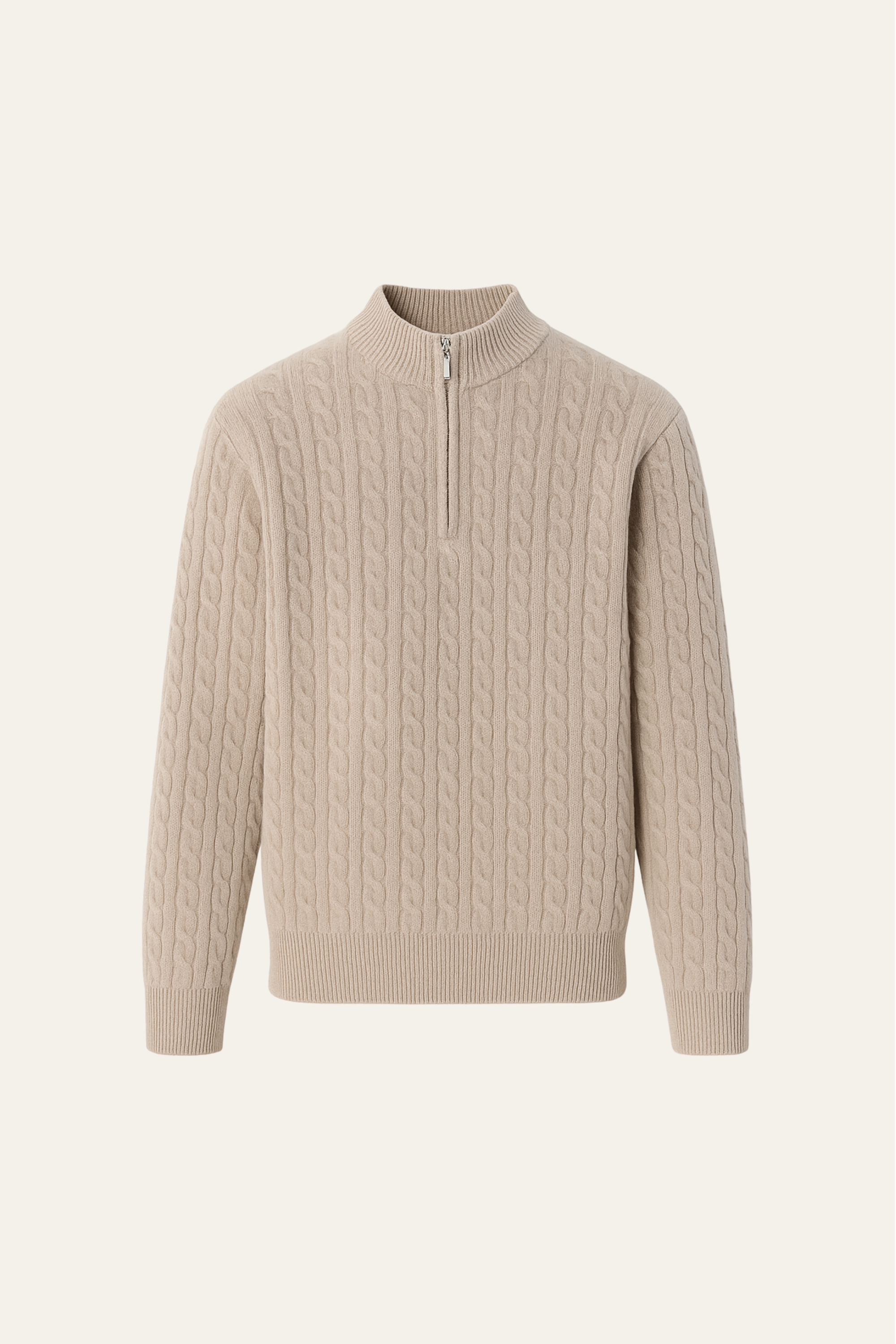 Lerano Cashmere Half-Zip Knit Camel