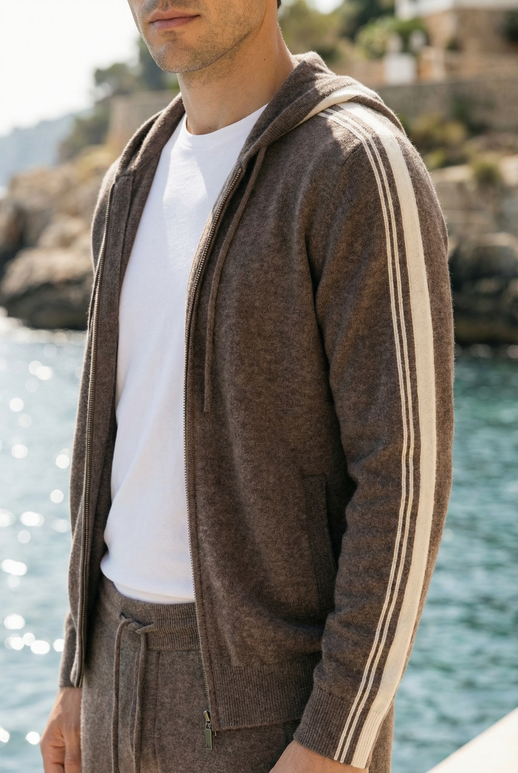 Giancarlo Hooded Zip Set Brown