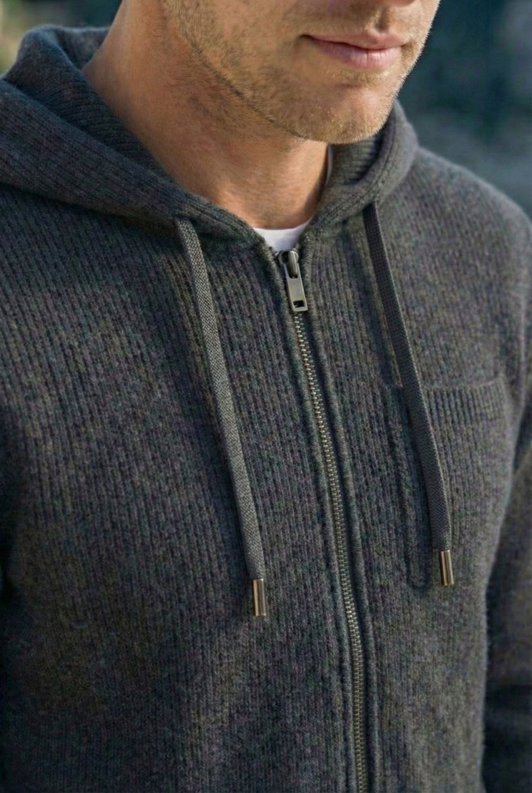 Elviro Cashmere Hooded Zip Set Blue